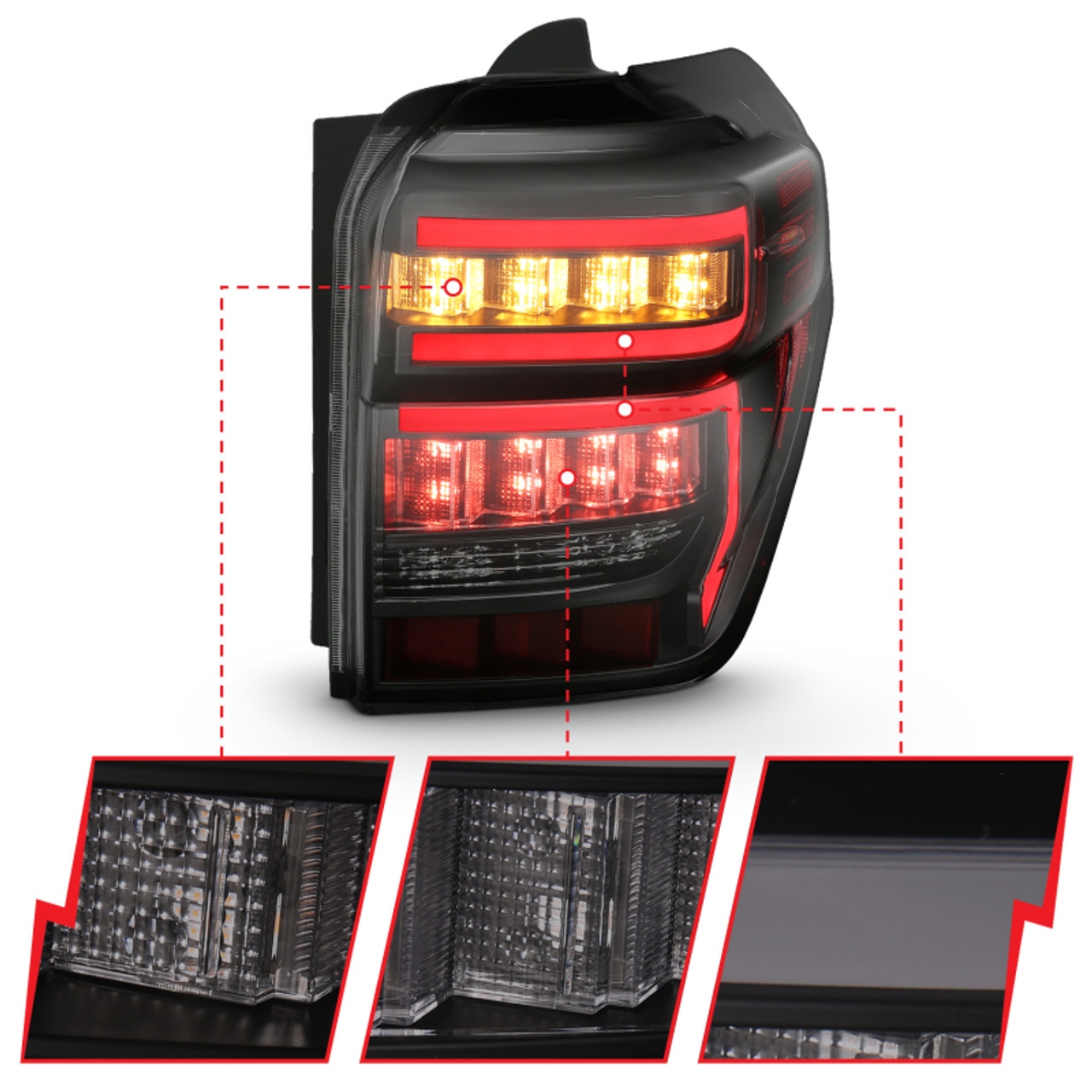 ANZO 2014-2020 Toyota 4Runner T.L Black Housing Smoke Lens Red Light Bar W/Sequential - 311312