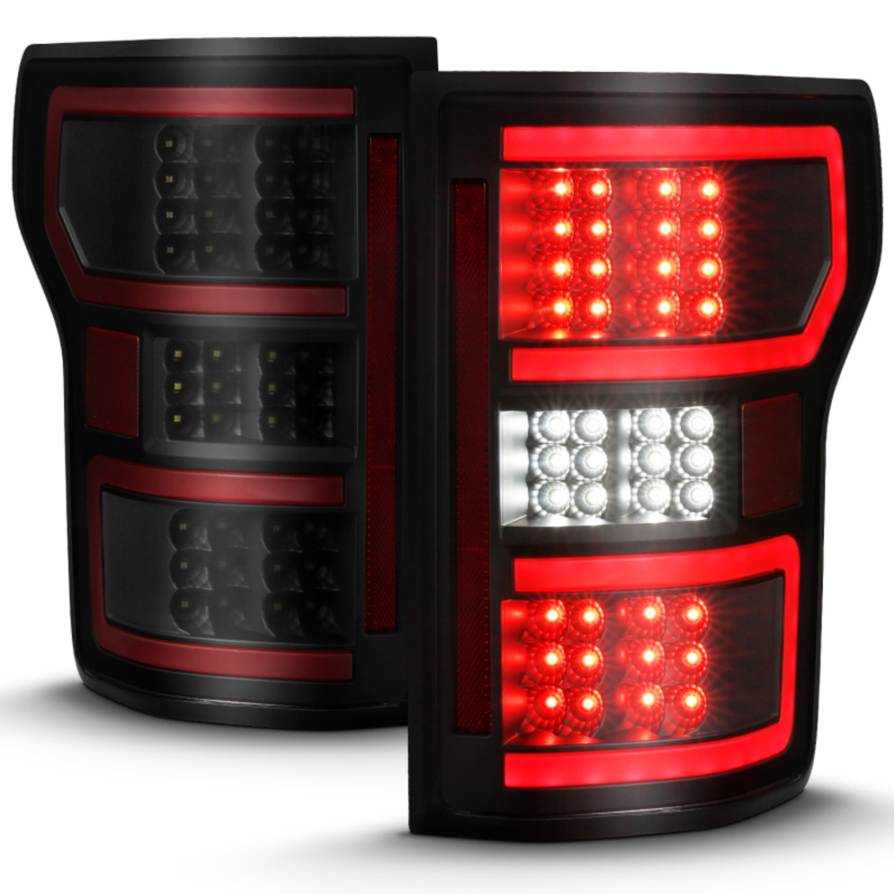 ANZO 18-19 Ford F-150 LED Taillight Black Housing Clear Lens Red Light Bar W/Sequential - 311314