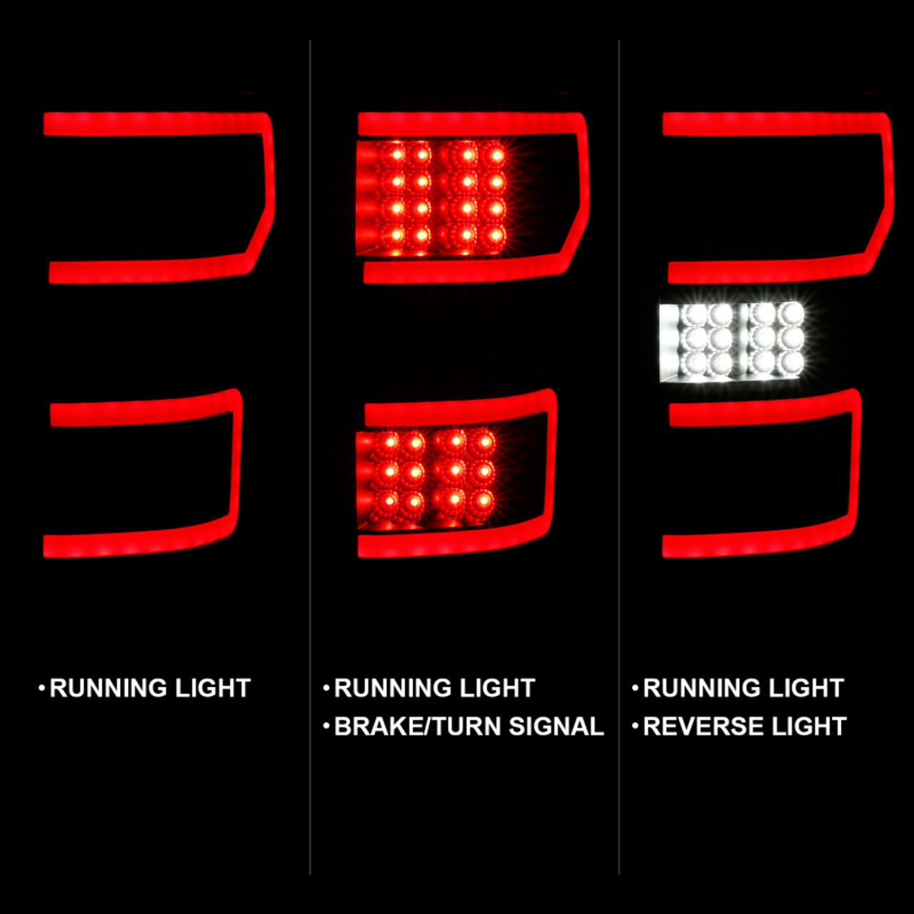 ANZO 18-19 Ford F-150 LED Taillight Black Housing Clear Lens Red Light Bar W/Sequential - 311314