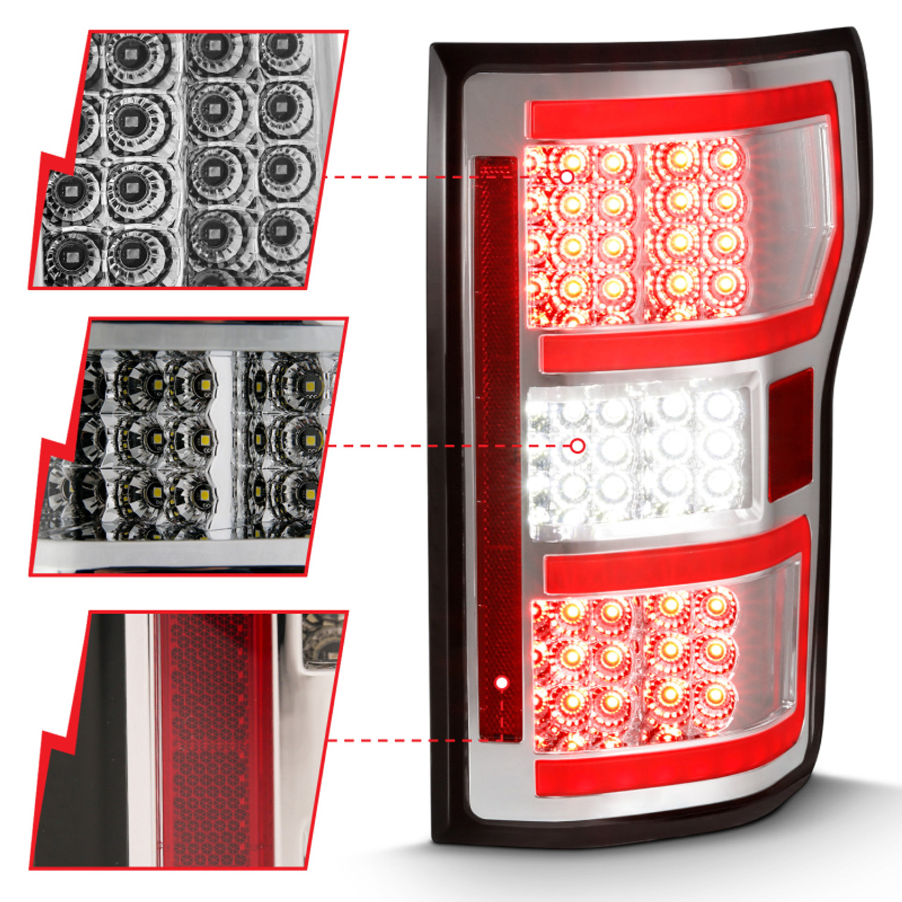 ANZO 2018-2019 Ford F-150 LED Taillight Chrome (Red Light Bar) (w/ Sequential) - 311316
