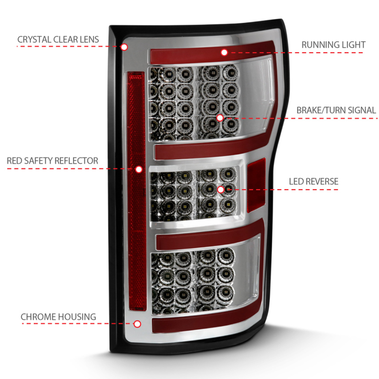 ANZO 2018-2019 Ford F-150 LED Taillight Chrome (Red Light Bar) (w/ Sequential) - 311316