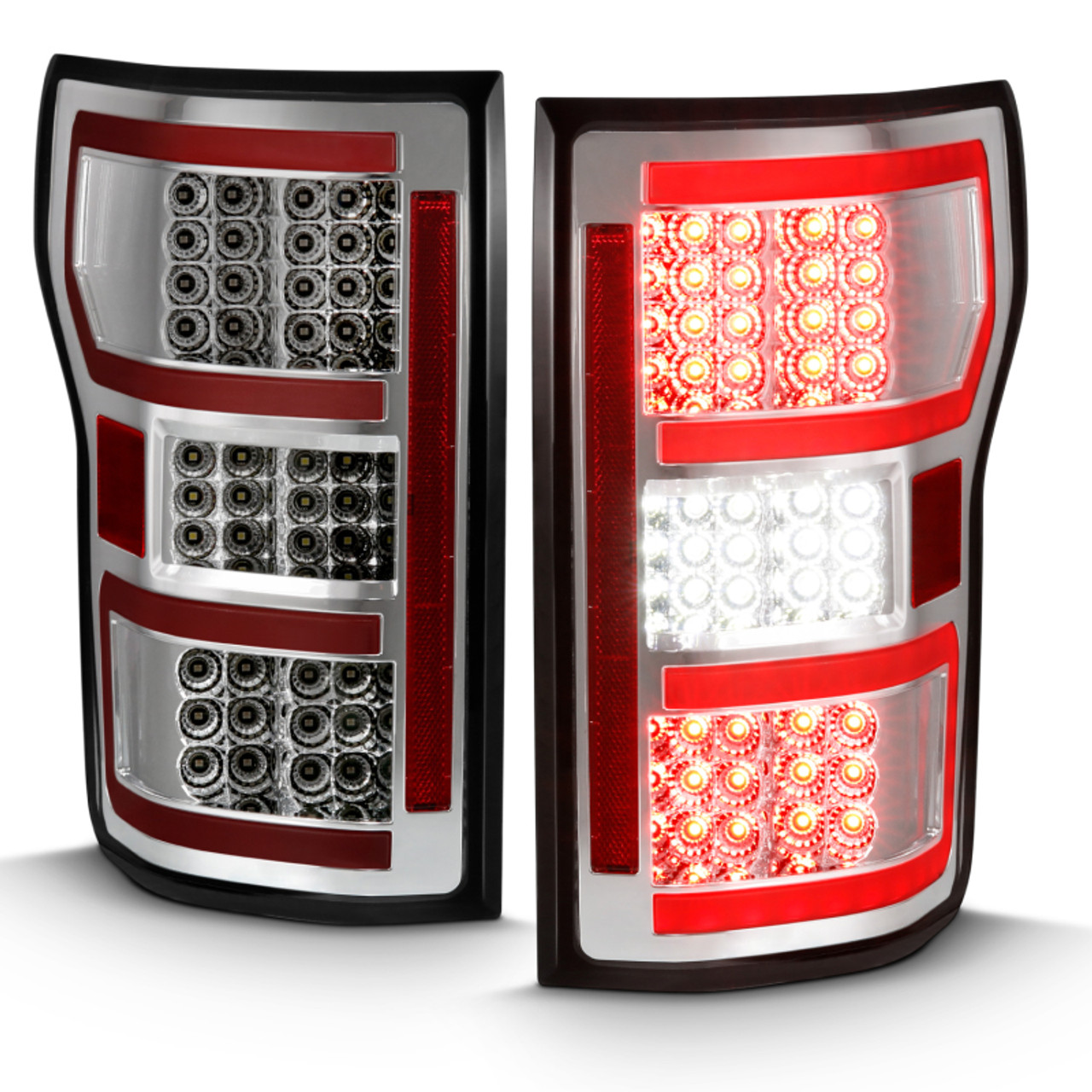 ANZO 2018-2019 Ford F-150 LED Taillight Chrome (Red Light Bar) (w/ Sequential) - 311316