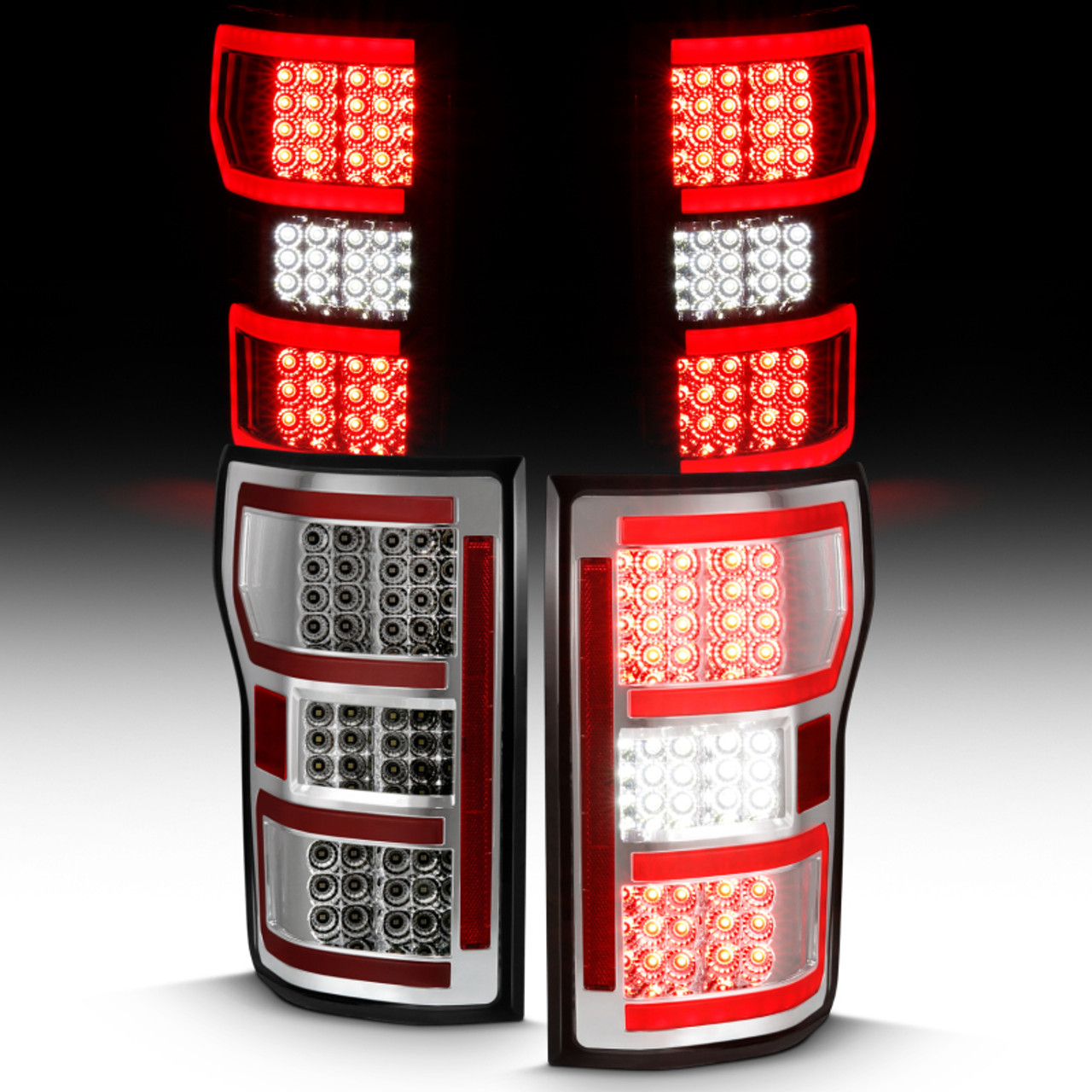 ANZO 2018-2019 Ford F-150 LED Taillight Chrome (Red Light Bar) (w/ Sequential) - 311316
