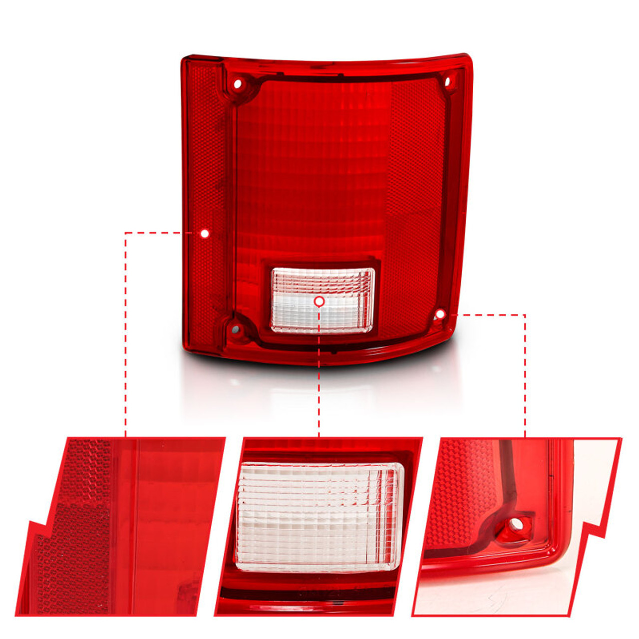 ANZO 1978-1991 Chevy Blazer Taillight Red/Clear Lens w/o Chrome Trim Fleetside (OE Replacement) - 311317