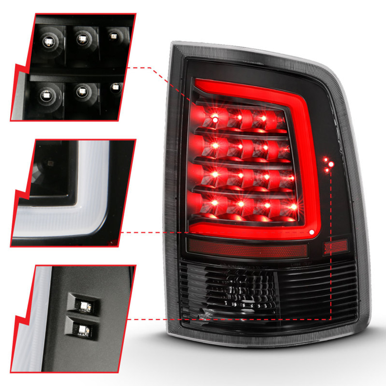ANZO 2009-2018 Dodge Ram 1500 LED Taillight Plank Style Black w/Clear Lens - 311318