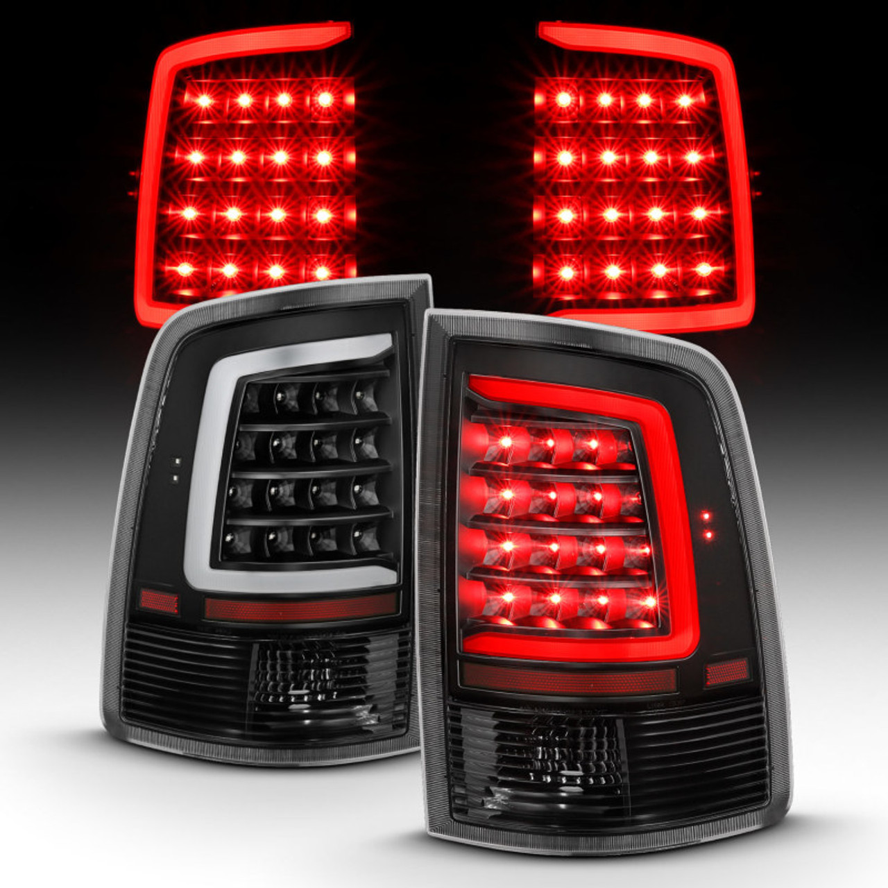 ANZO 2009-2018 Dodge Ram 1500 LED Taillight Plank Style Black w/Clear Lens - 311318