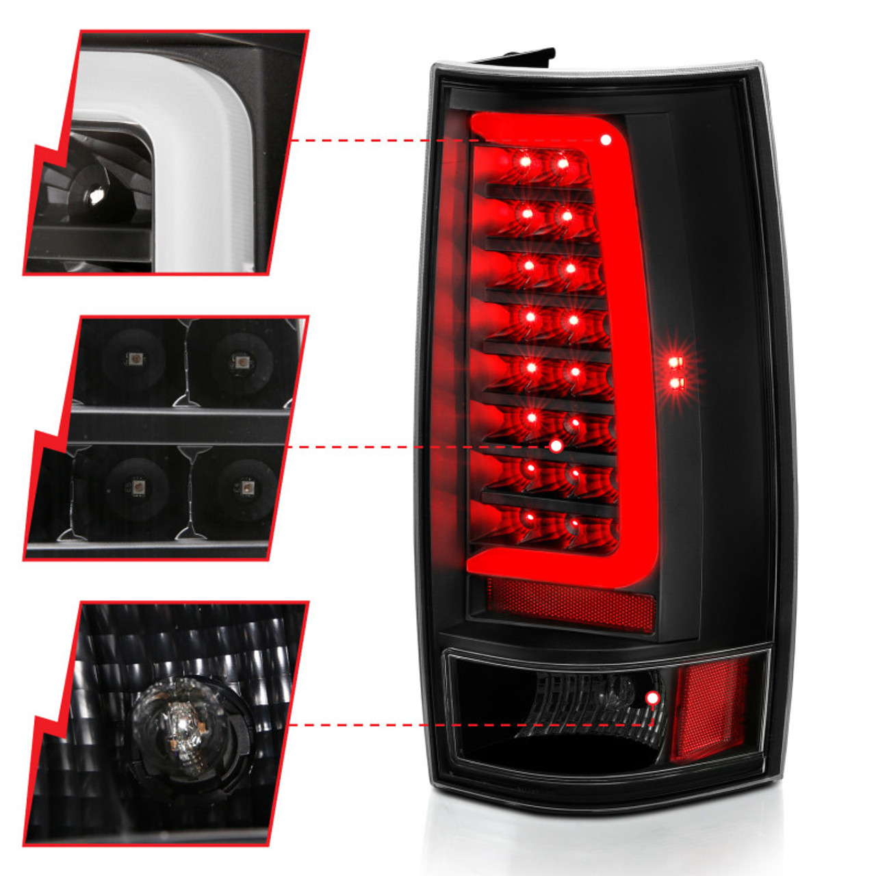 ANZO 2007-2014 Chevy Tahoe LED Taillight Plank Style Black w/Clear Lens - 311321