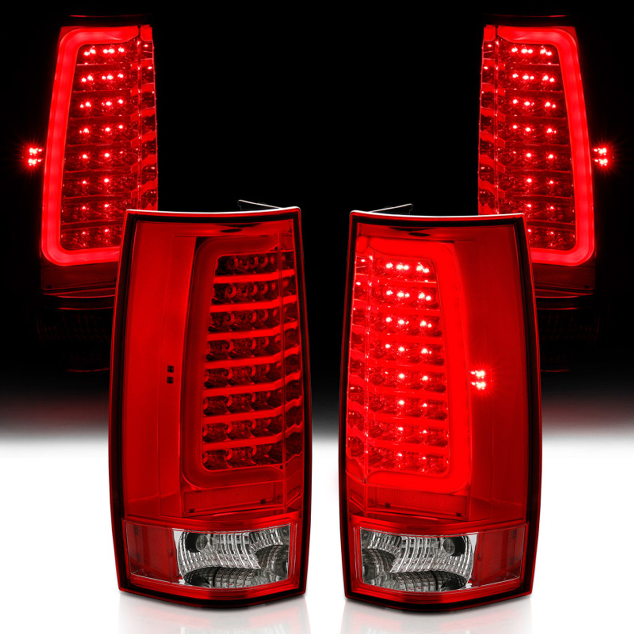 ANZO 2007-2014 Chevy Tahoe LED Taillight Plank Style Chrome With Red/Clear Lens - 311323