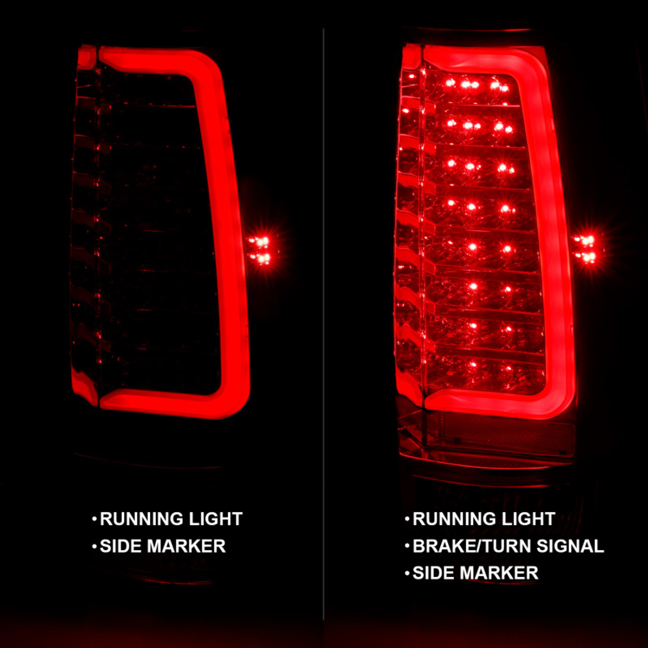 ANZO 2007-2014 Chevy Tahoe LED Taillight Plank Style Chrome With Red/Clear Lens - 311323