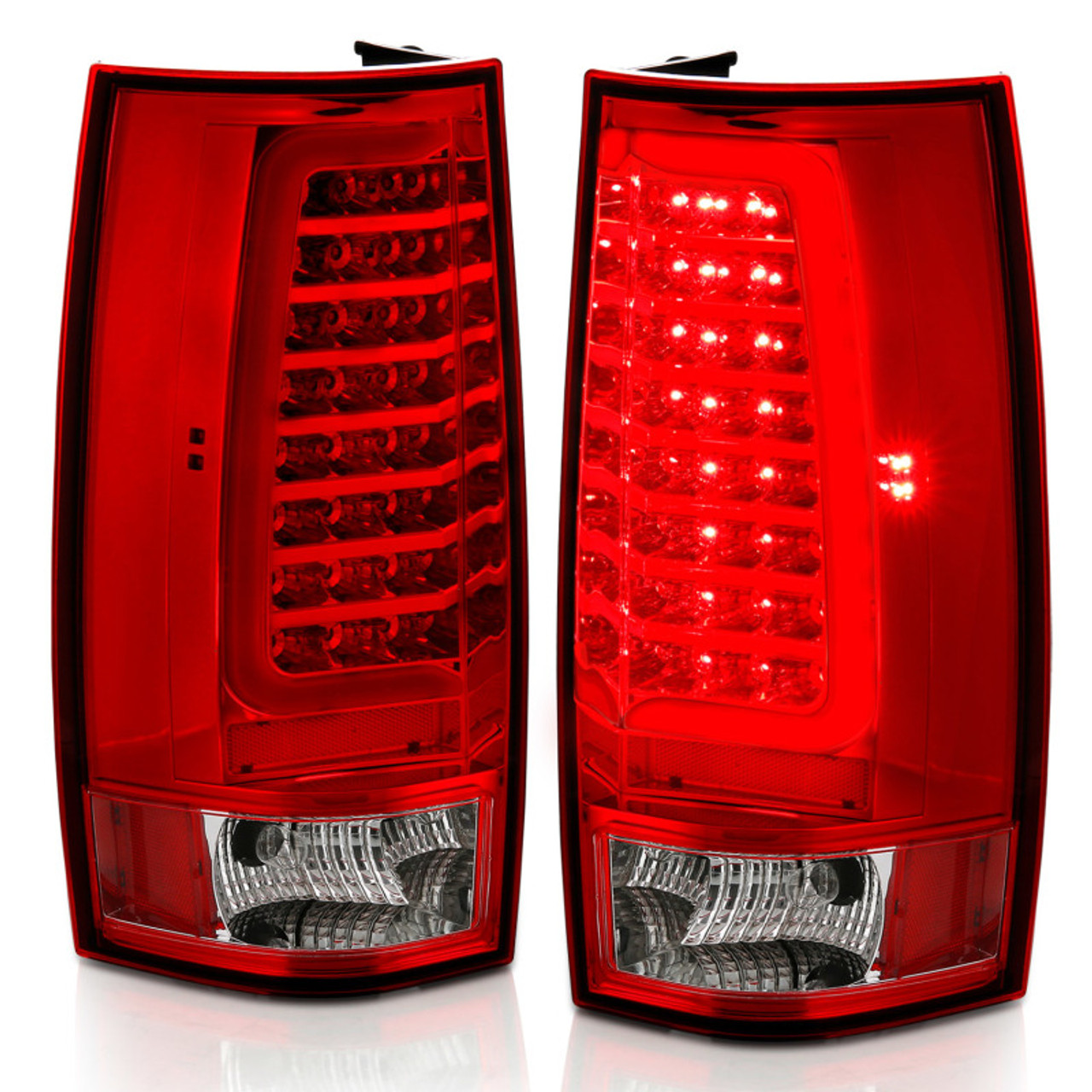 ANZO 2007-2014 Chevy Tahoe LED Taillight Plank Style Chrome With Red/Clear Lens - 311323