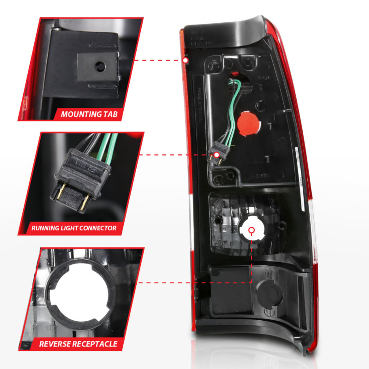 ANZO 1999-2002 Chevy Silverado 1500 LED Taillights Plank Style Black w/Clear Lens - 311324