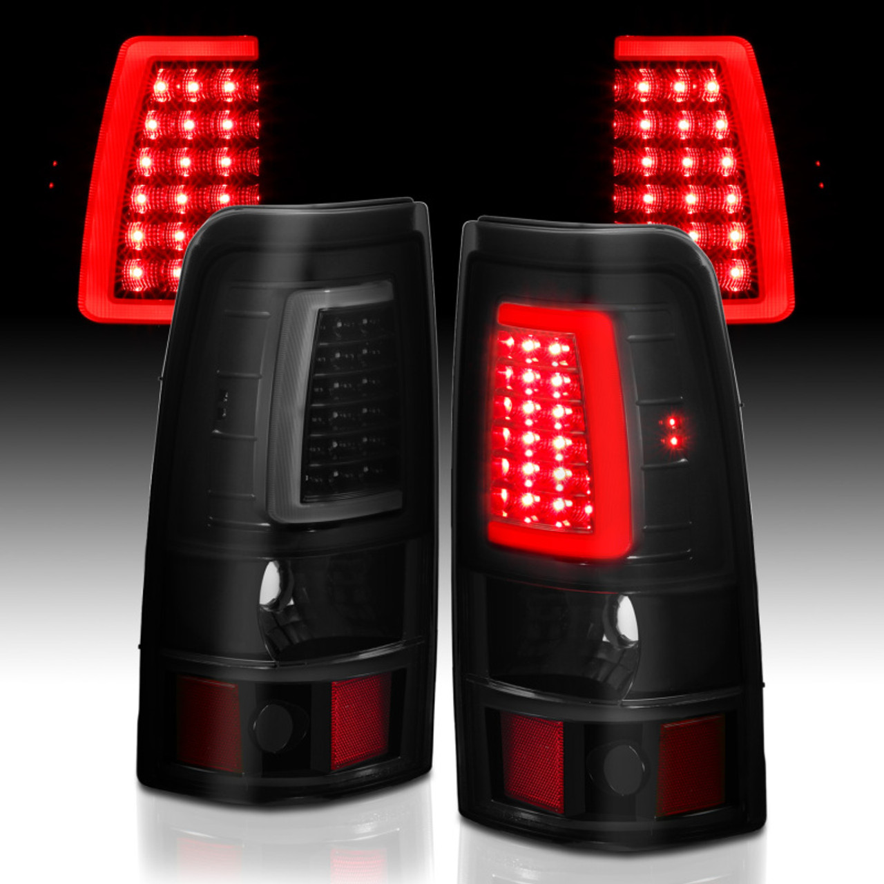 ANZO 1999-2002 Chevy Silverado 1500 LED Taillights Plank Style Black w/Smoke Lens - 311331
