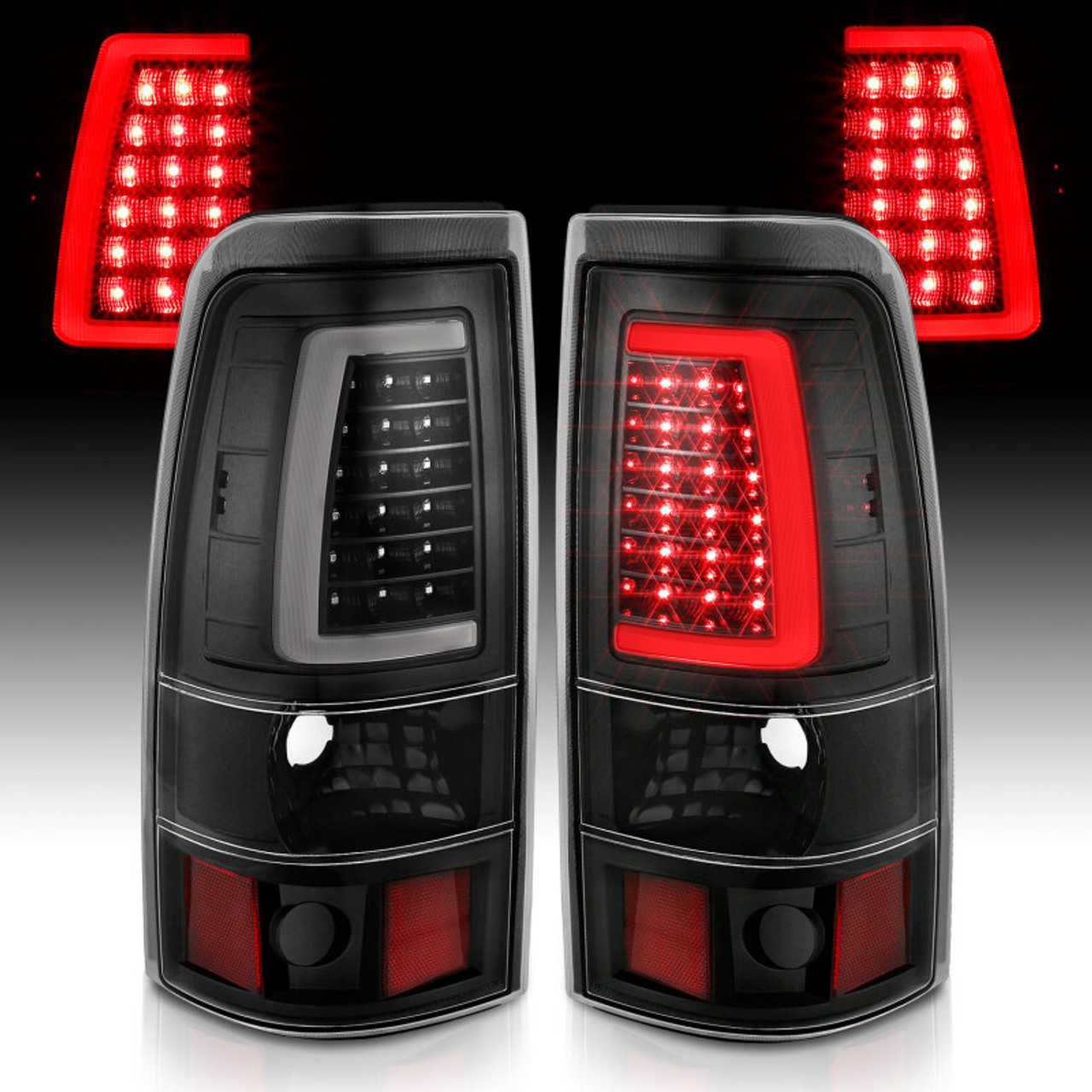 ANZO 2003-2006 Chevy Silverado 1500 LED Taillights Plank Style Black w/Clear Lens - 311333