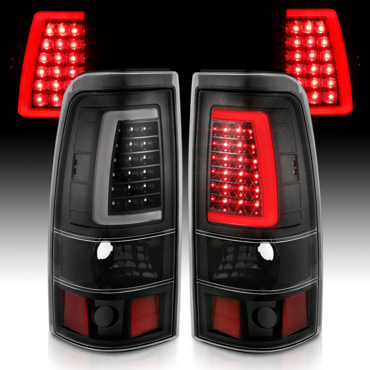 ANZO 2003-2006 Chevy Silverado 1500 LED Taillights Plank Style Black w/Clear Lens - 311333