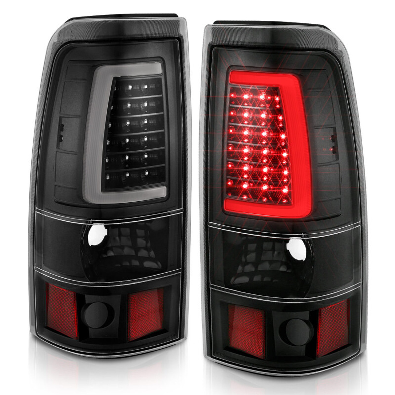 ANZO 2003-2006 Chevy Silverado 1500 LED Taillights Plank Style Black w/Clear Lens - 311333