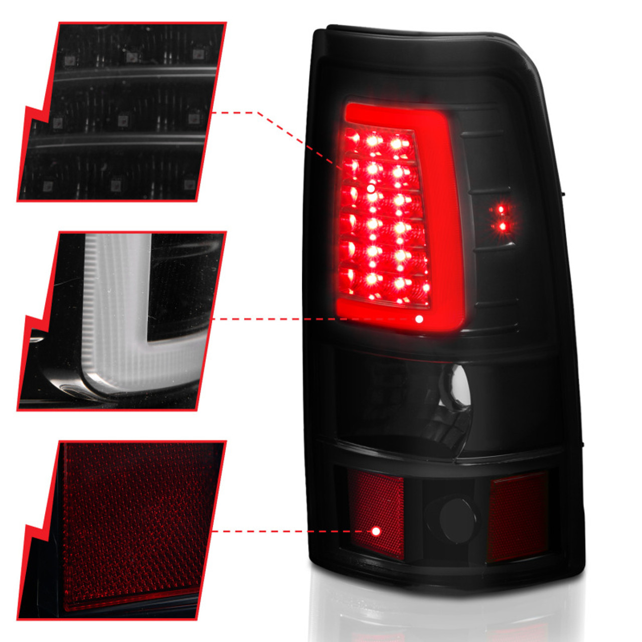 ANZO 2003-2006 Chevy Silverado 1500 LED Taillights Plank Style Black w/Smoke Lens - 311334