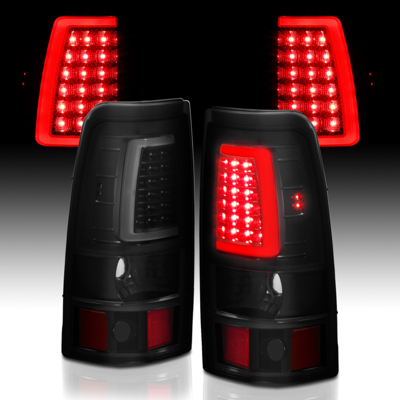 ANZO 2003-2006 Chevy Silverado 1500 LED Taillights Plank Style Black w/Smoke Lens - 311334