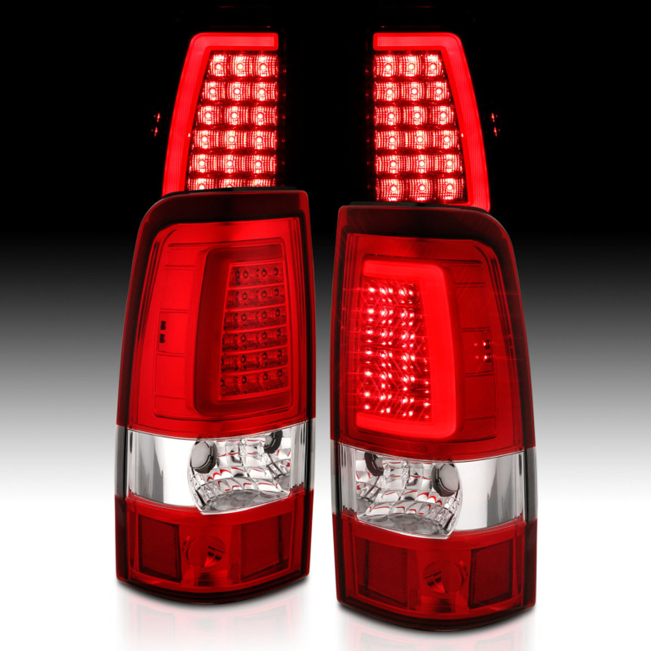 ANZO 2003-2006 Chevy Silverado 1500 LED Taillights Plank Style Chrome With Red/Clear Lens - 311335