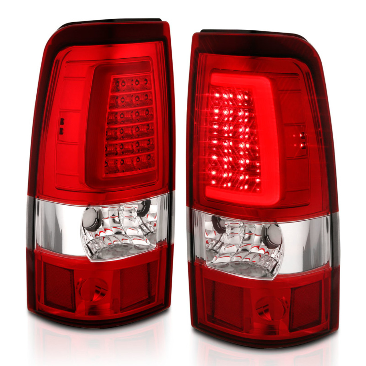 ANZO 2003-2006 Chevy Silverado 1500 LED Taillights Plank Style Chrome With Red/Clear Lens - 311335
