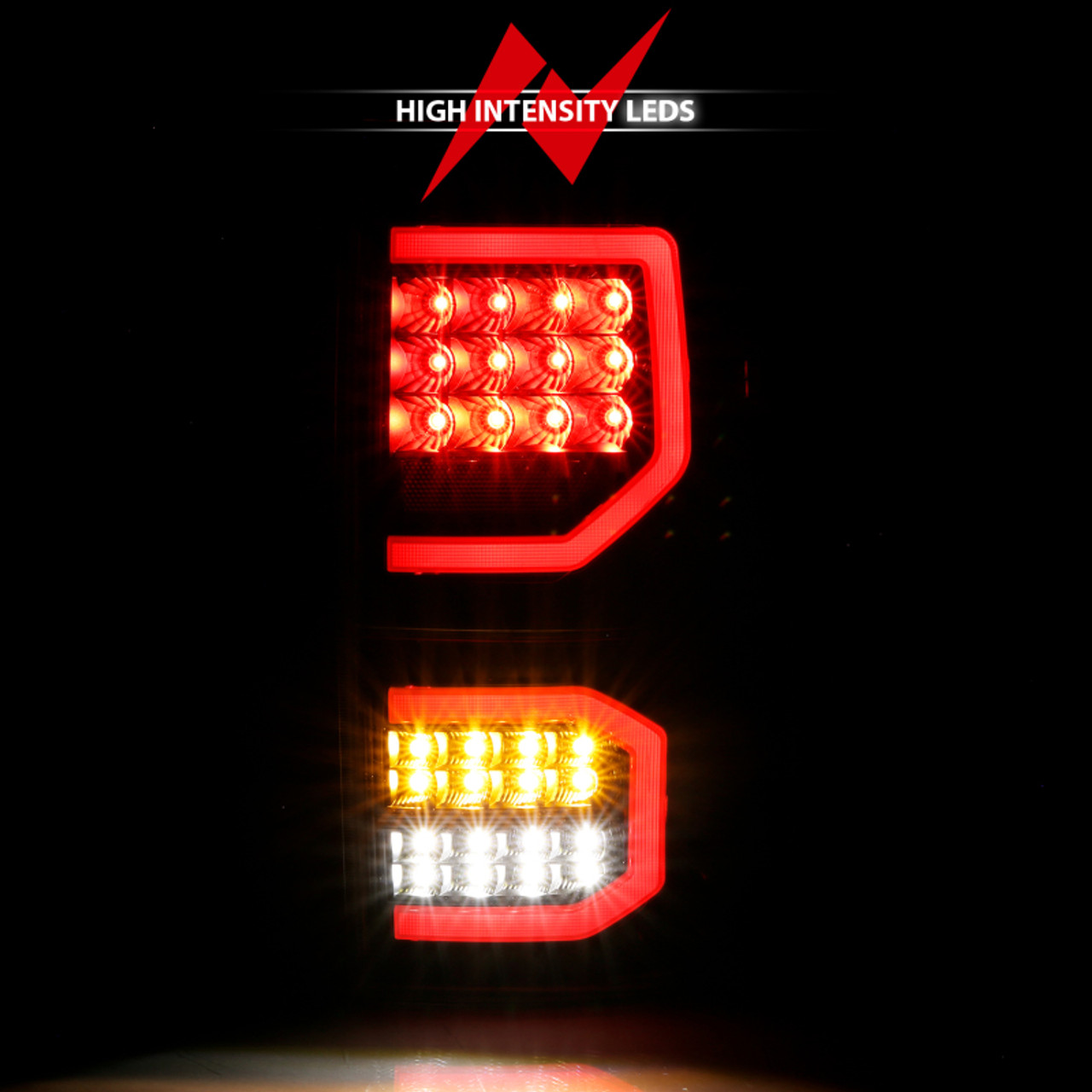 ANZO 2007-2013 Toyota Tundra LED Taillights Plank Style Black w/Clear Lens - 311336