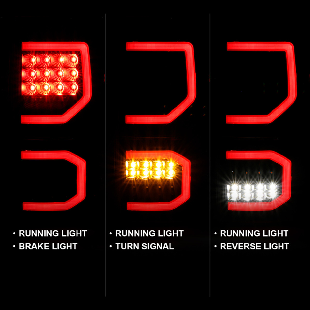 ANZO 2007-2013 Toyota Tundra LED Taillights Plank Style Black w/Clear Lens - 311336