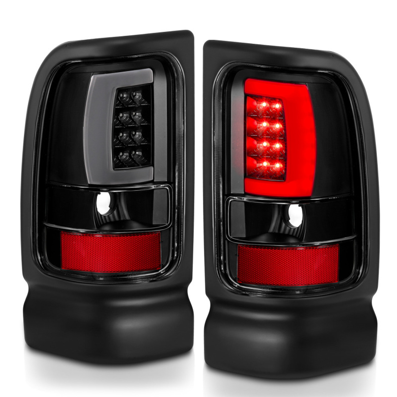 ANZO 1994-2001 Dodge Ram 1500 LED Taillights Plank Style Black w/Clear Lens - 311339