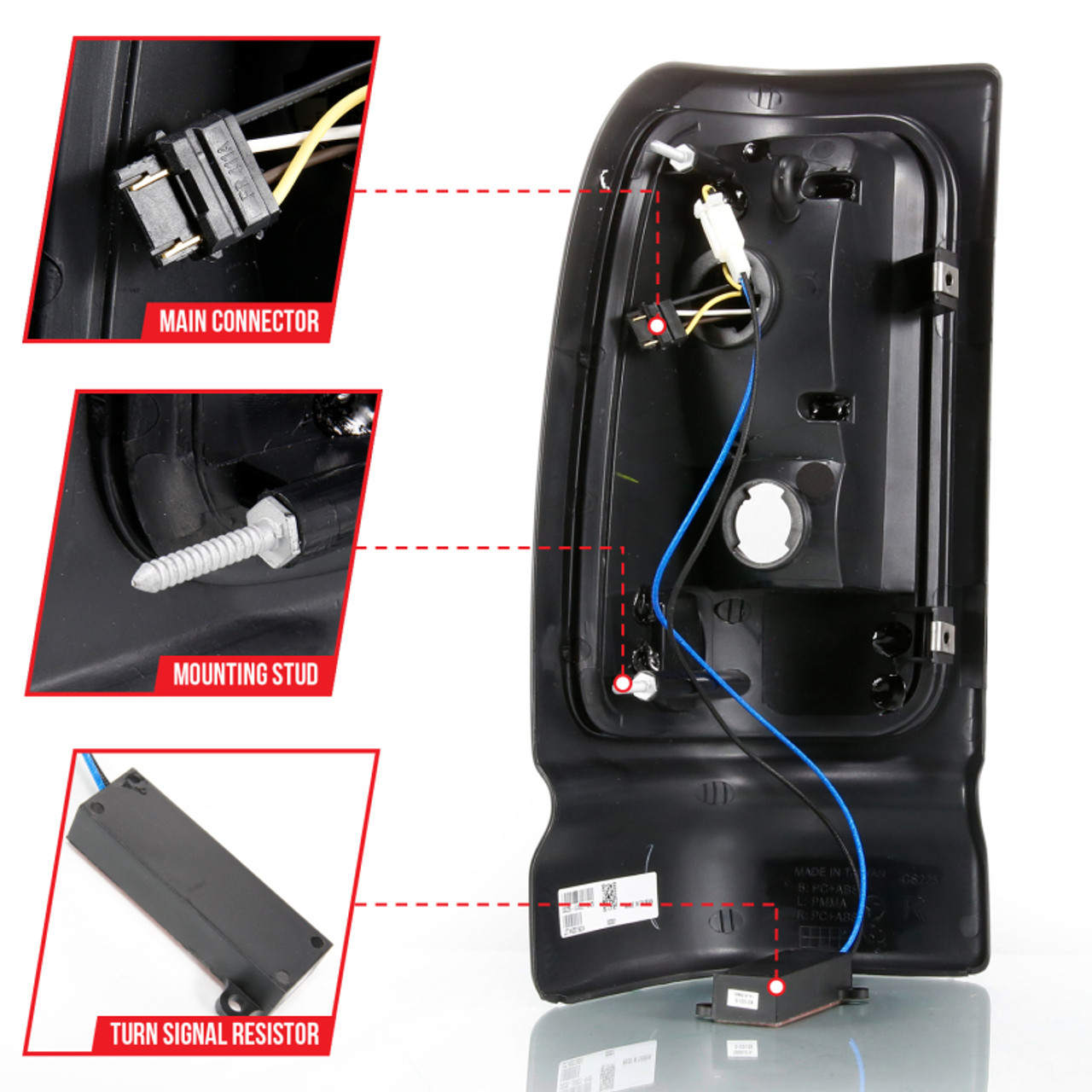 ANZO 1994-2001 Dodge Ram 1500 LED Taillights Plank Style Black w/Smoke Lens - 311340