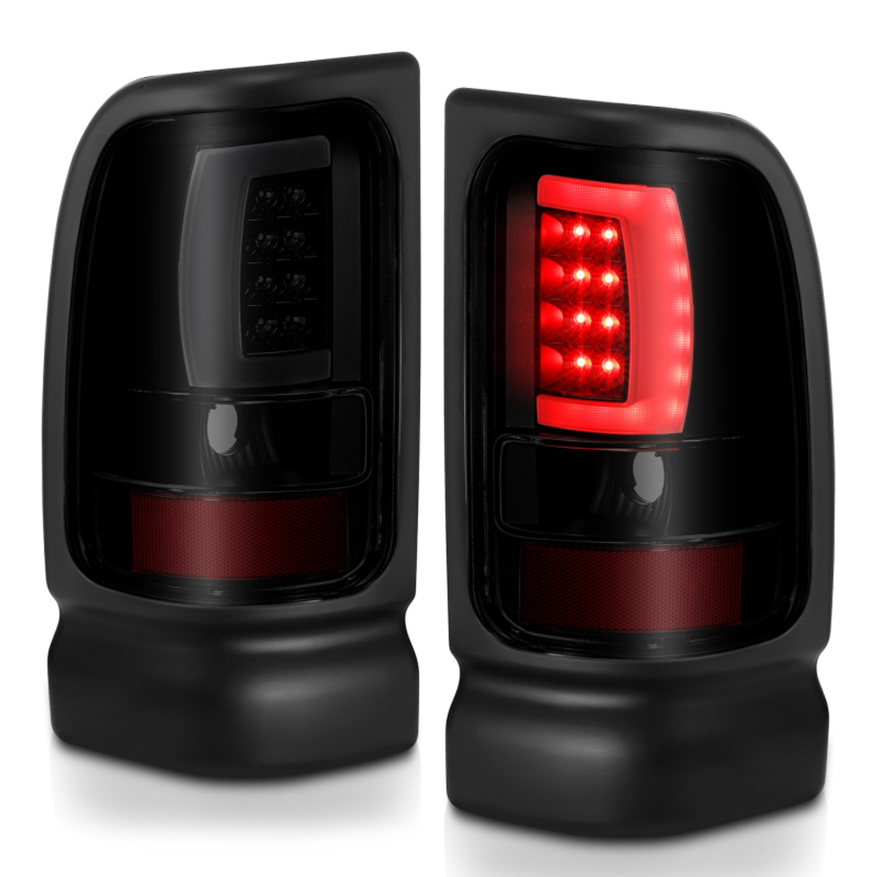 ANZO 1994-2001 Dodge Ram 1500 LED Taillights Plank Style Black w/Smoke Lens - 311340