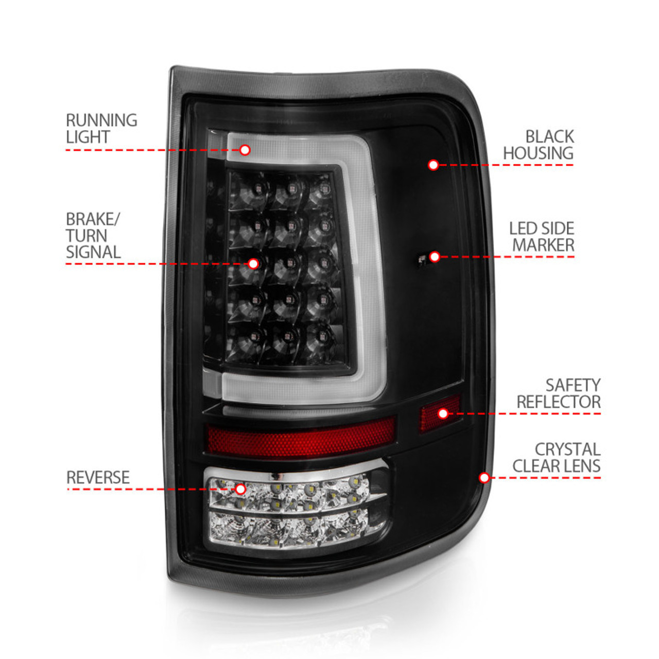 ANZO 2004-2006 Ford F-150 LED Tail Lights w/ Light Bar Black Housing Clear Lens - 311342