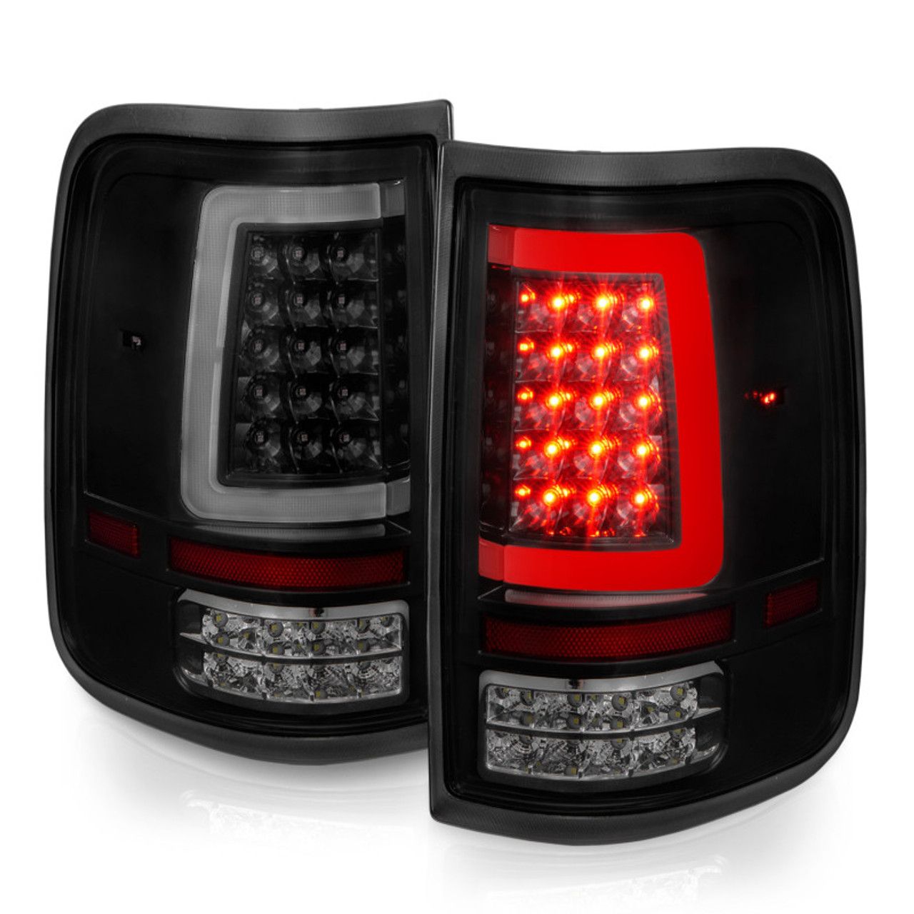 ANZO 2004-2006 Ford F-150 LED Tail Lights w/ Light Bar Black Housing Smoke Lens - 311343
