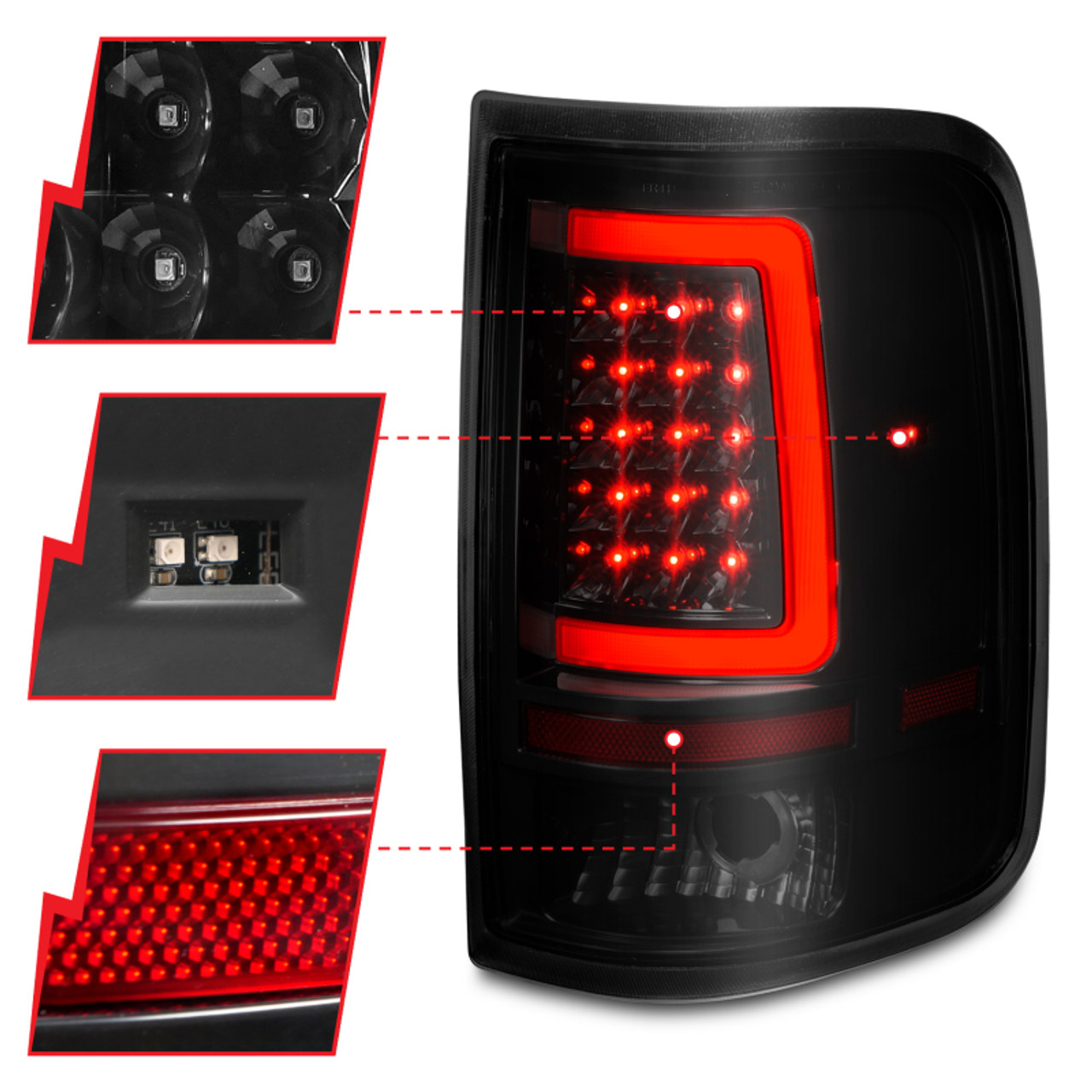 ANZO 2004-2006 Ford F-150 LED Tail Lights w/ Light Bar Black Housing Smoke Lens - 311343