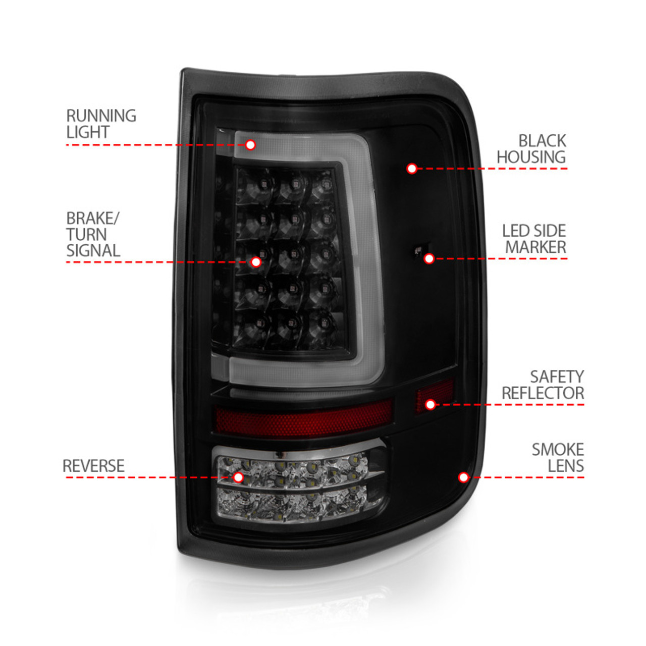 ANZO 2004-2006 Ford F-150 LED Tail Lights w/ Light Bar Black Housing Smoke Lens - 311343