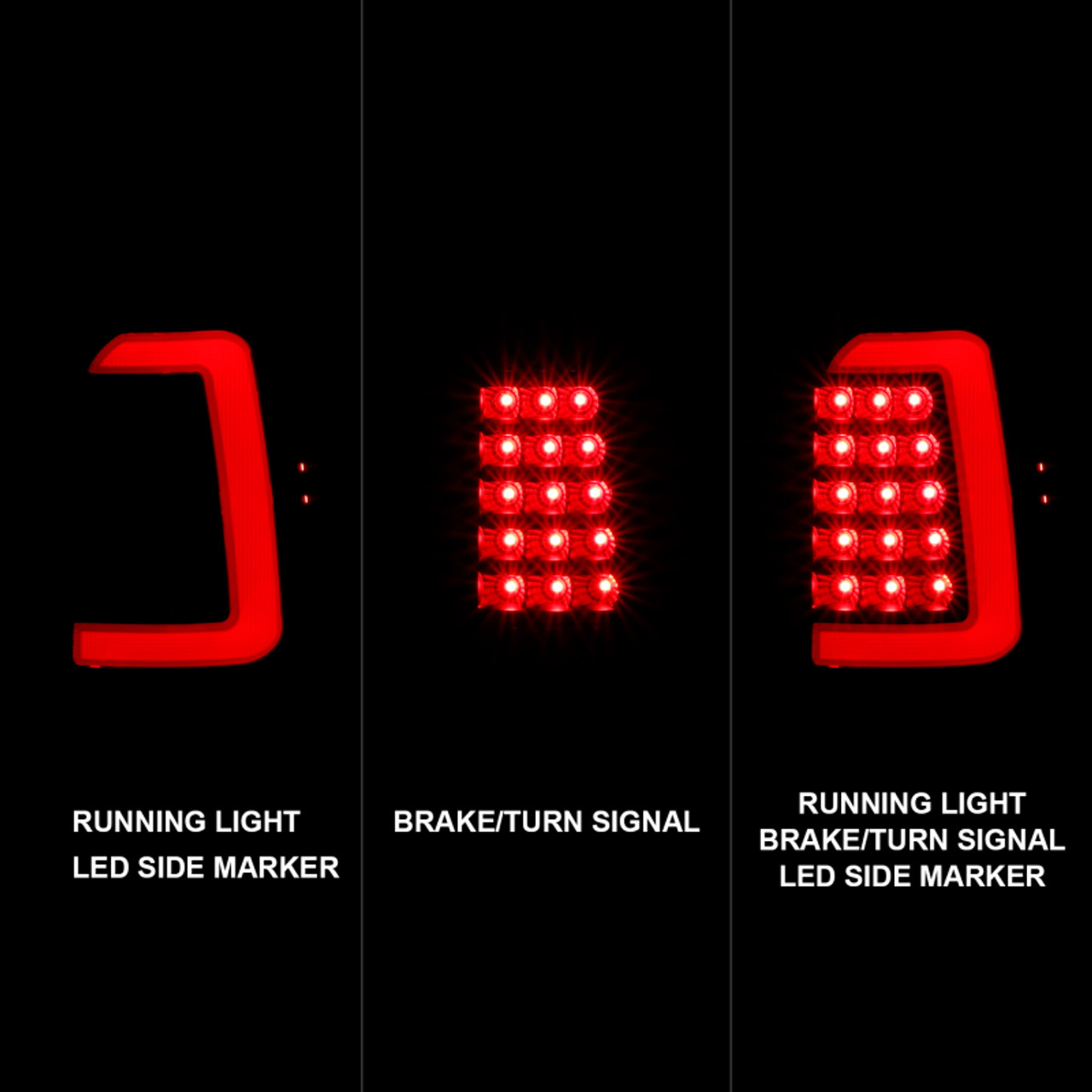 ANZO 1997-2004 Dodge Dakota LED Taillights Black Housing Smoke Lens Pair - 311348