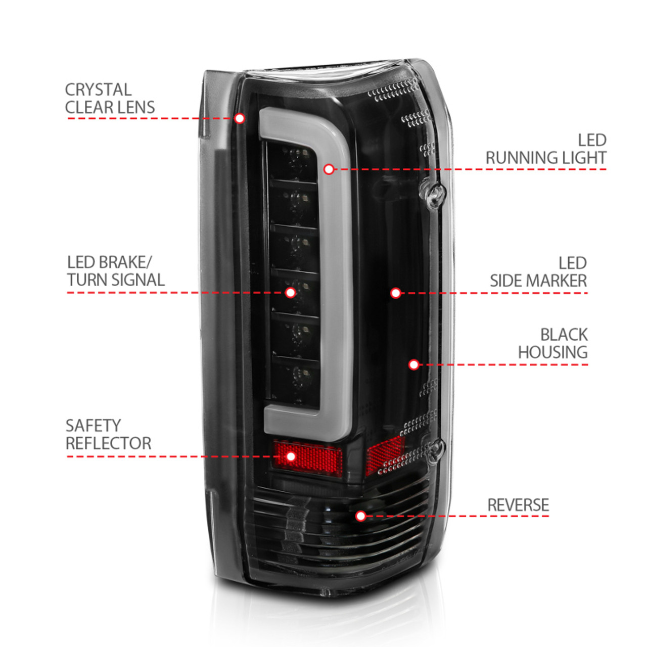 ANZO 1987-1996 Ford F-150 LED Taillights Black Housing Clear Lens (Pair) - 311350