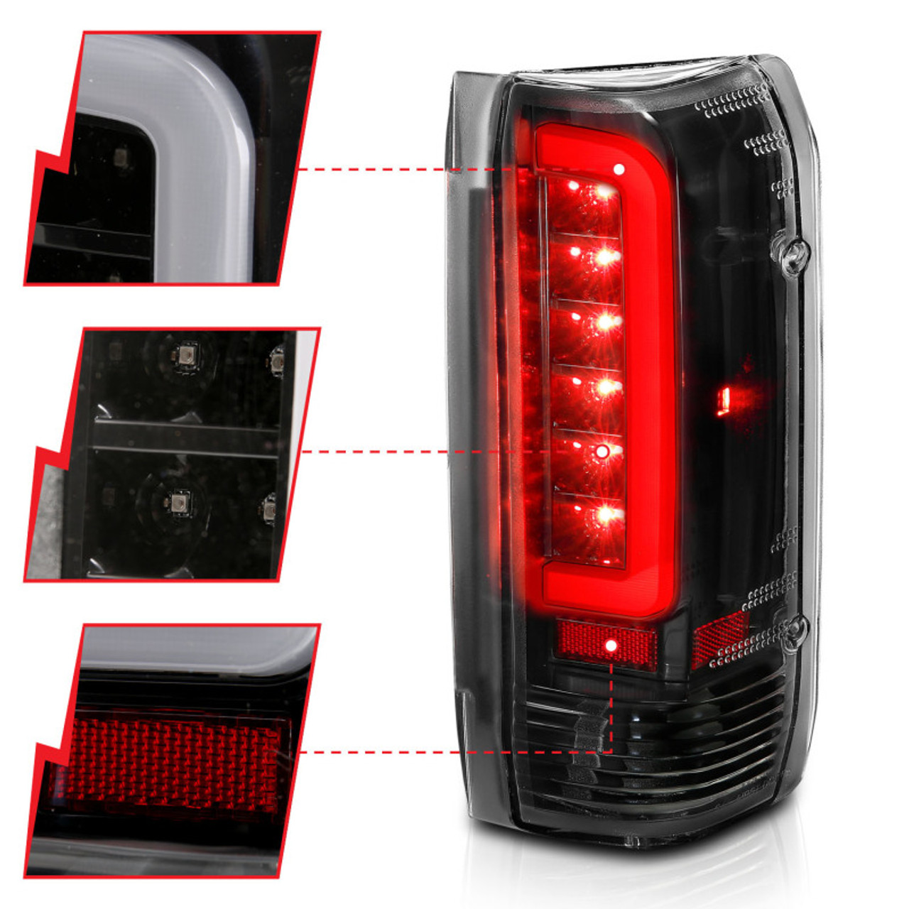 ANZO 1987-1996 Ford F-150 LED Taillights Black Housing Clear Lens (Pair) - 311350