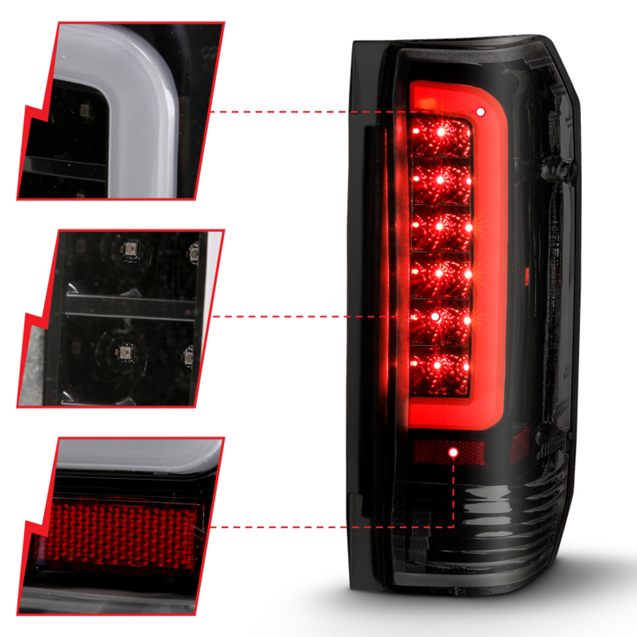 ANZO 1987-1996 Ford F-150 LED Taillights Black Housing Smoke Lens (Pair) - 311351