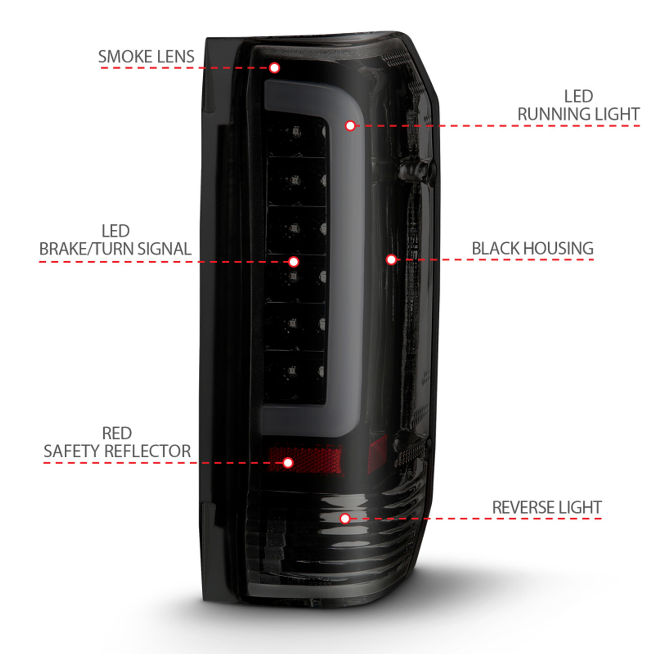 ANZO 1987-1996 Ford F-150 LED Taillights Black Housing Smoke Lens (Pair) - 311351