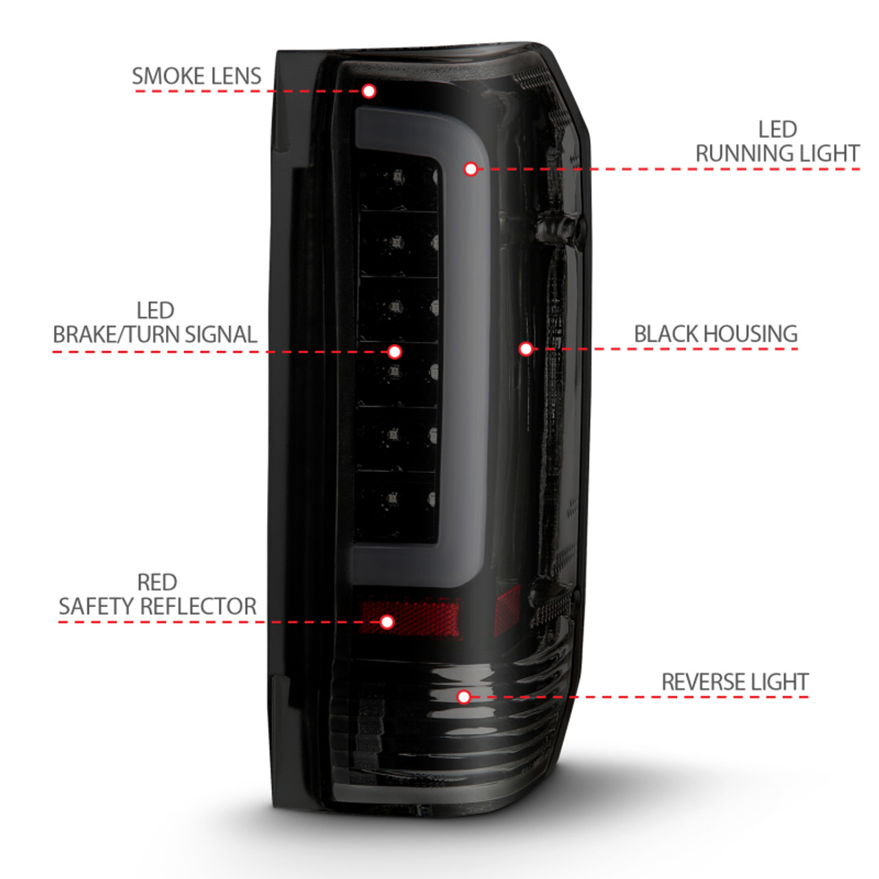 ANZO 1987-1996 Ford F-150 LED Taillights Black Housing Smoke Lens (Pair) - 311351