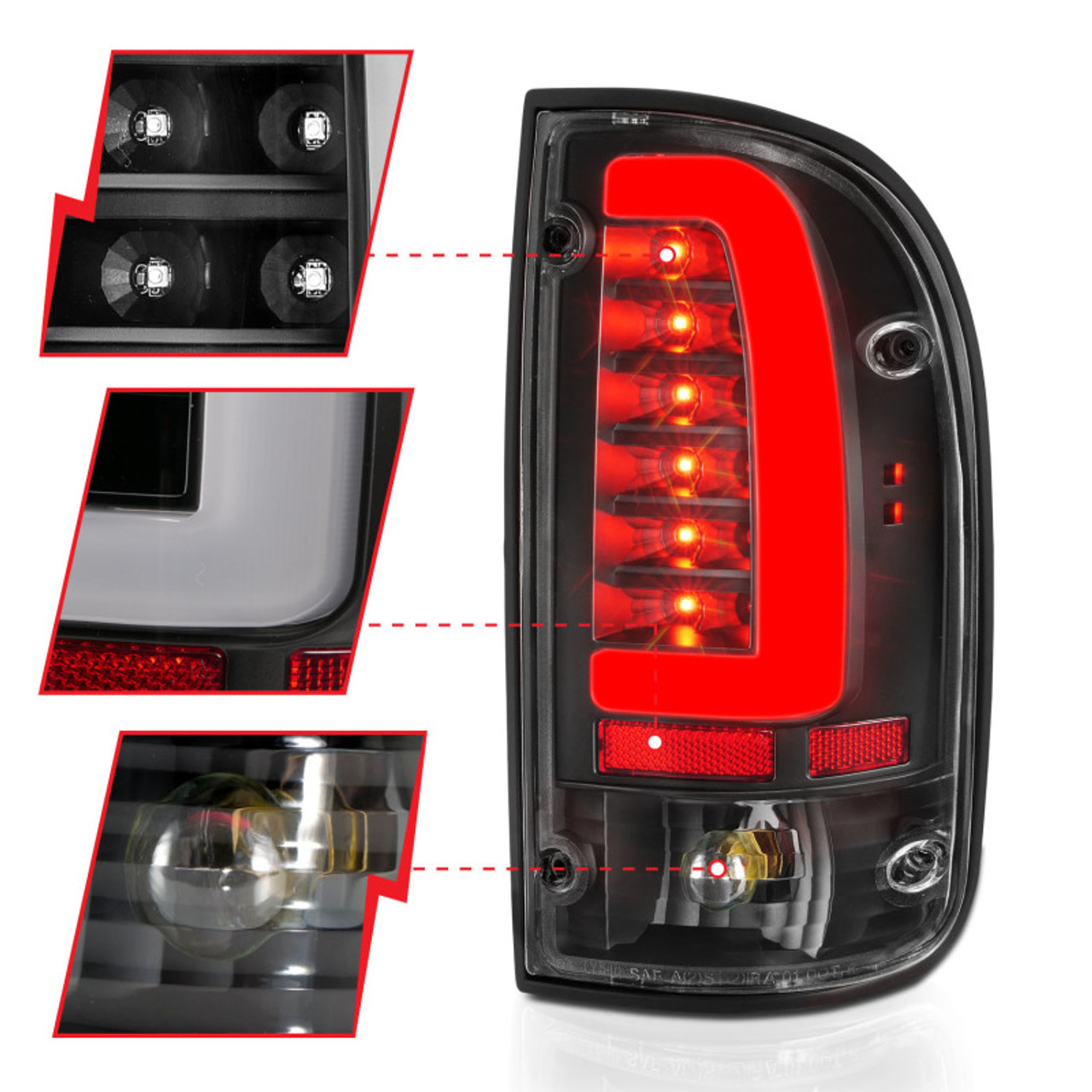 ANZO 95-00 Toyota Tacoma LED Taillights Black Housing Clear Lens (Pair) - 311353