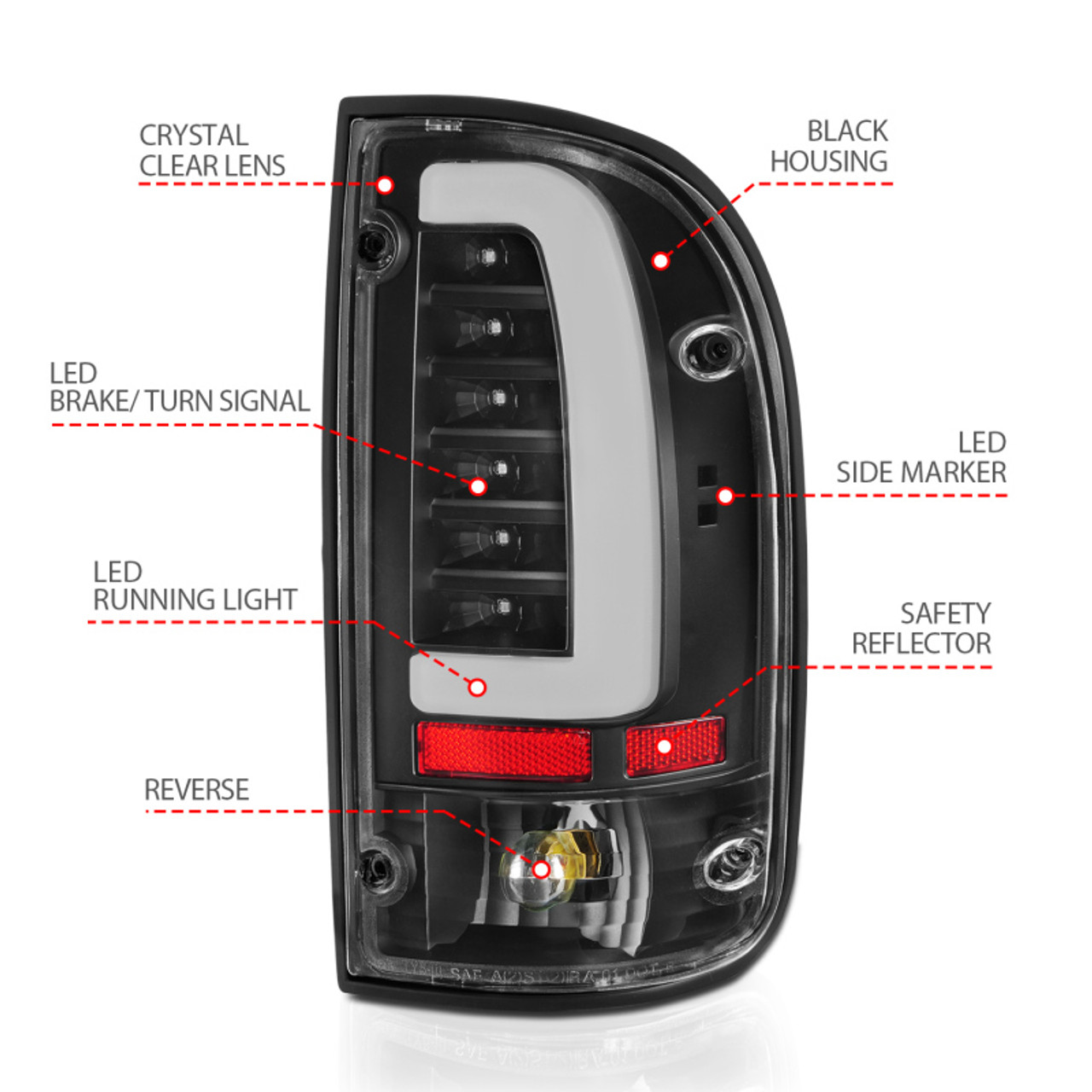 ANZO 95-00 Toyota Tacoma LED Taillights Black Housing Clear Lens (Pair) - 311353