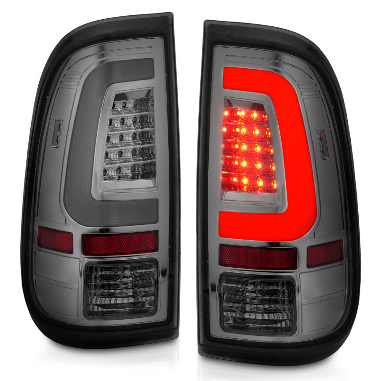 ANZO 2008-2016 Ford F-250 LED Taillights Chrome Housing Smoke Lens (Pair) - 311357