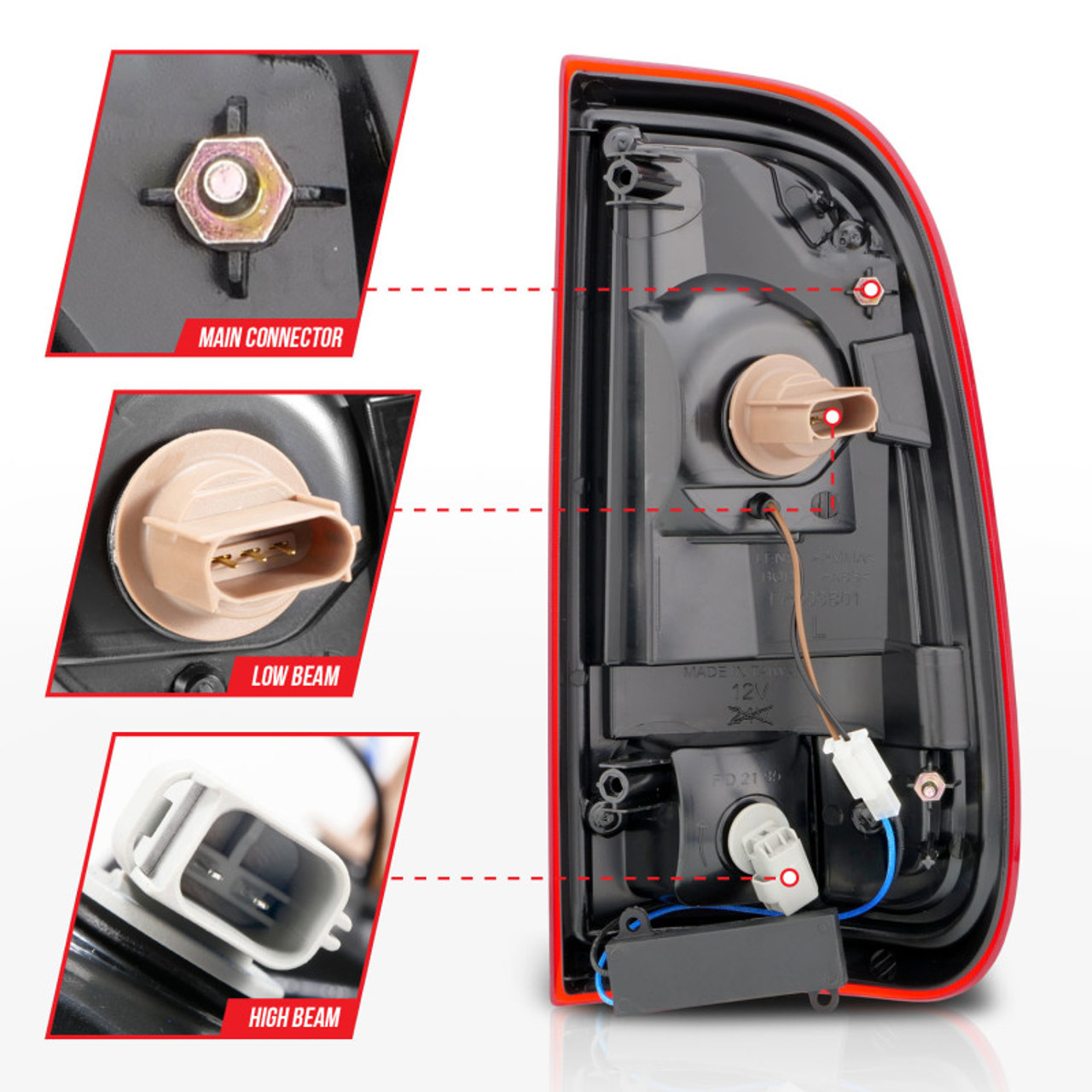 ANZO 2008-2016 Ford F-250 LED Taillights Chrome Housing Red/Clear Lens (Pair) - 311358