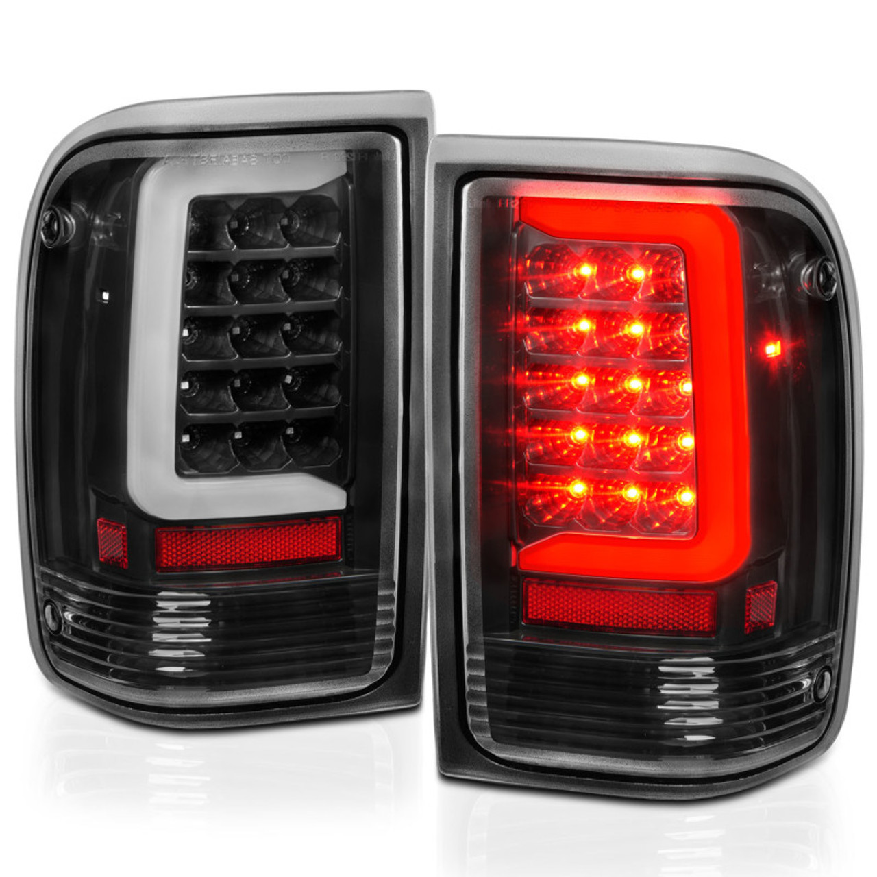 ANZO 1993-1997 Ford  Ranger LED Tail Lights w/ Light Bar Black Housing Clear Lens - 311359