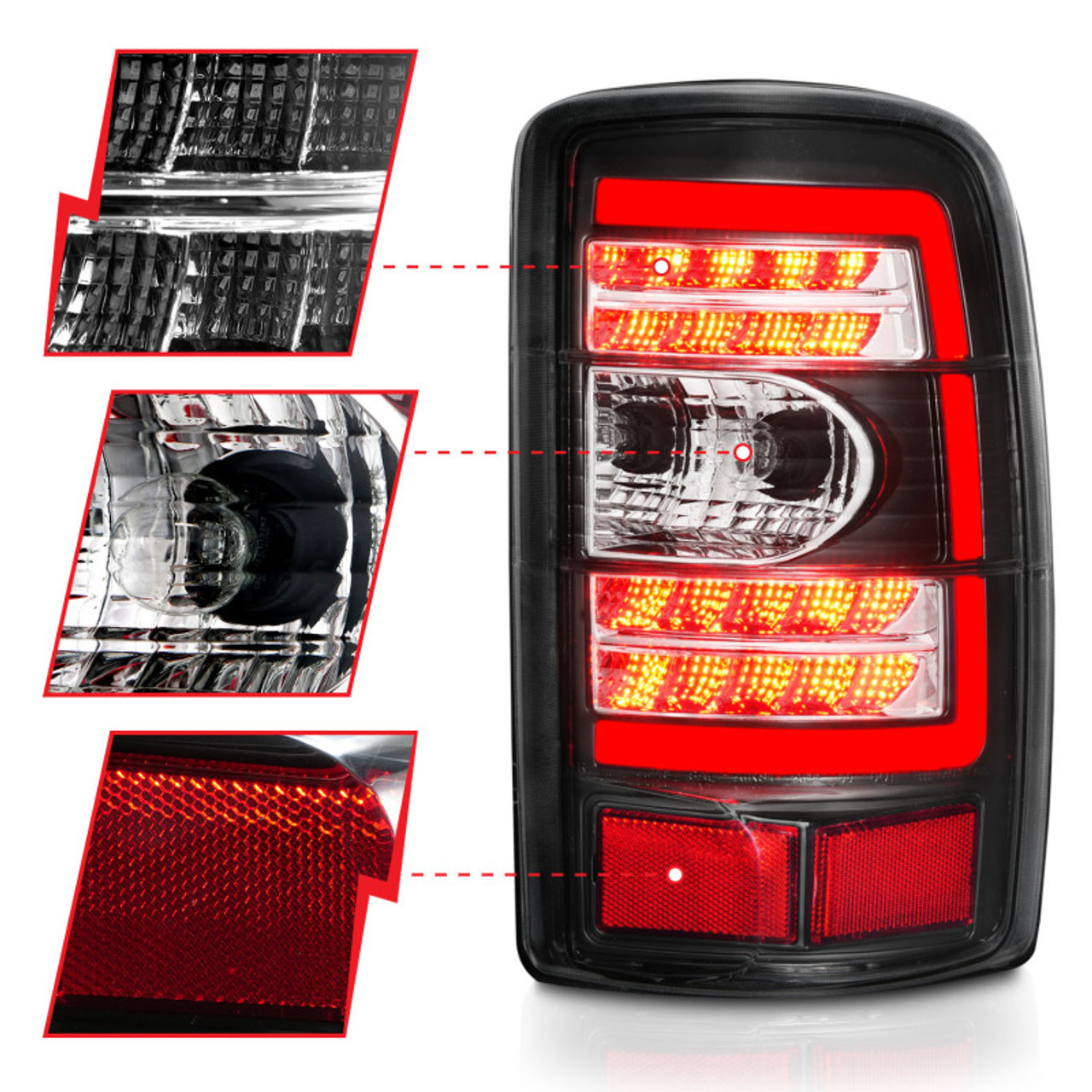 ANZO 2000-2006 Chevrolet Tahoe LED Tail Lights w/ Clear Lens Black Housing - 311362