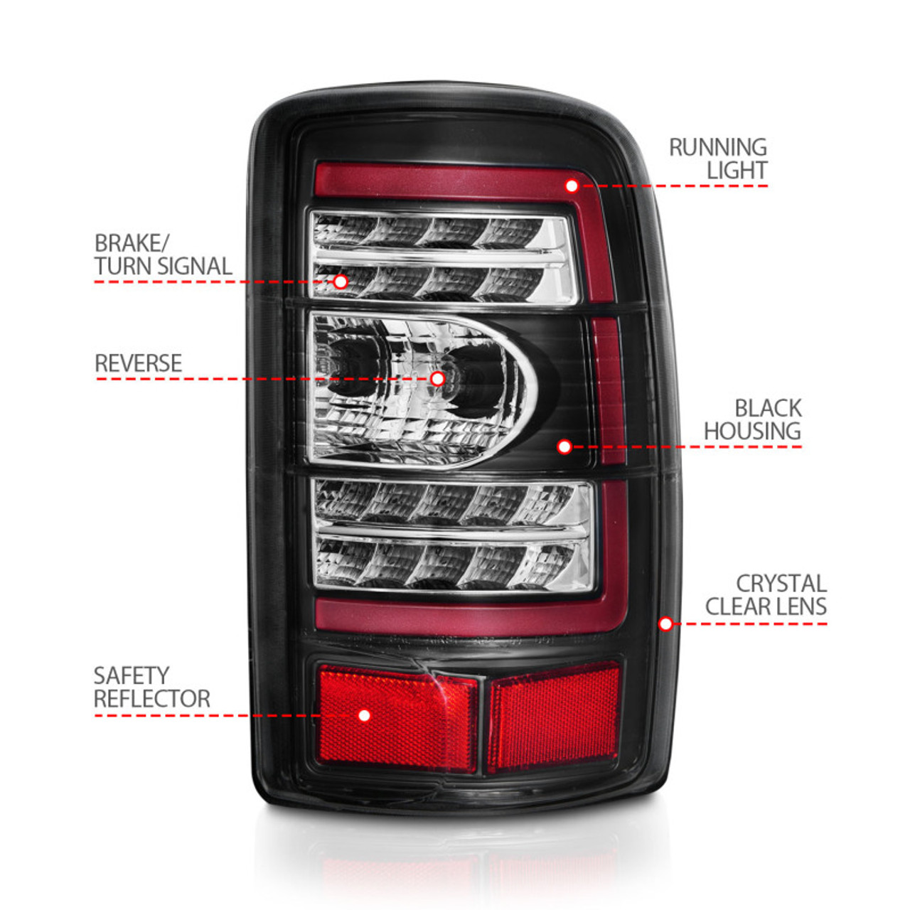 ANZO 2000-2006 Chevrolet Tahoe LED Tail Lights w/ Clear Lens Black Housing - 311362