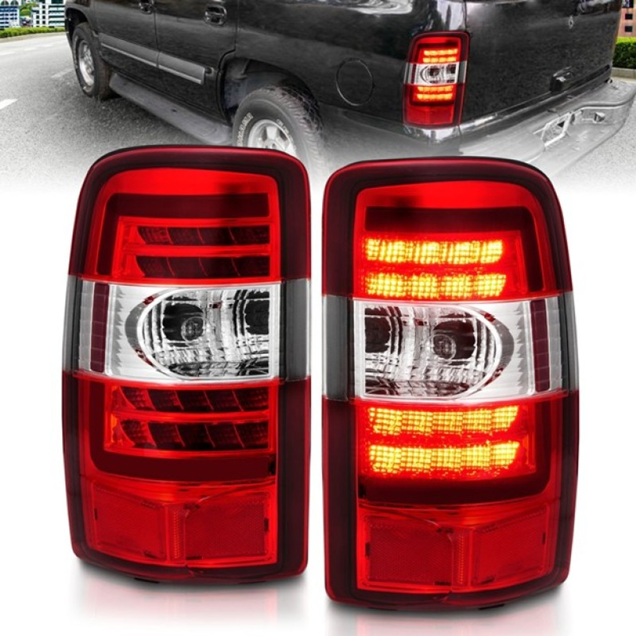 ANZO 2000-2006 Chevrolet Tahoe LED Tail Lights w/ Red Lens Chrome Housing - 311364