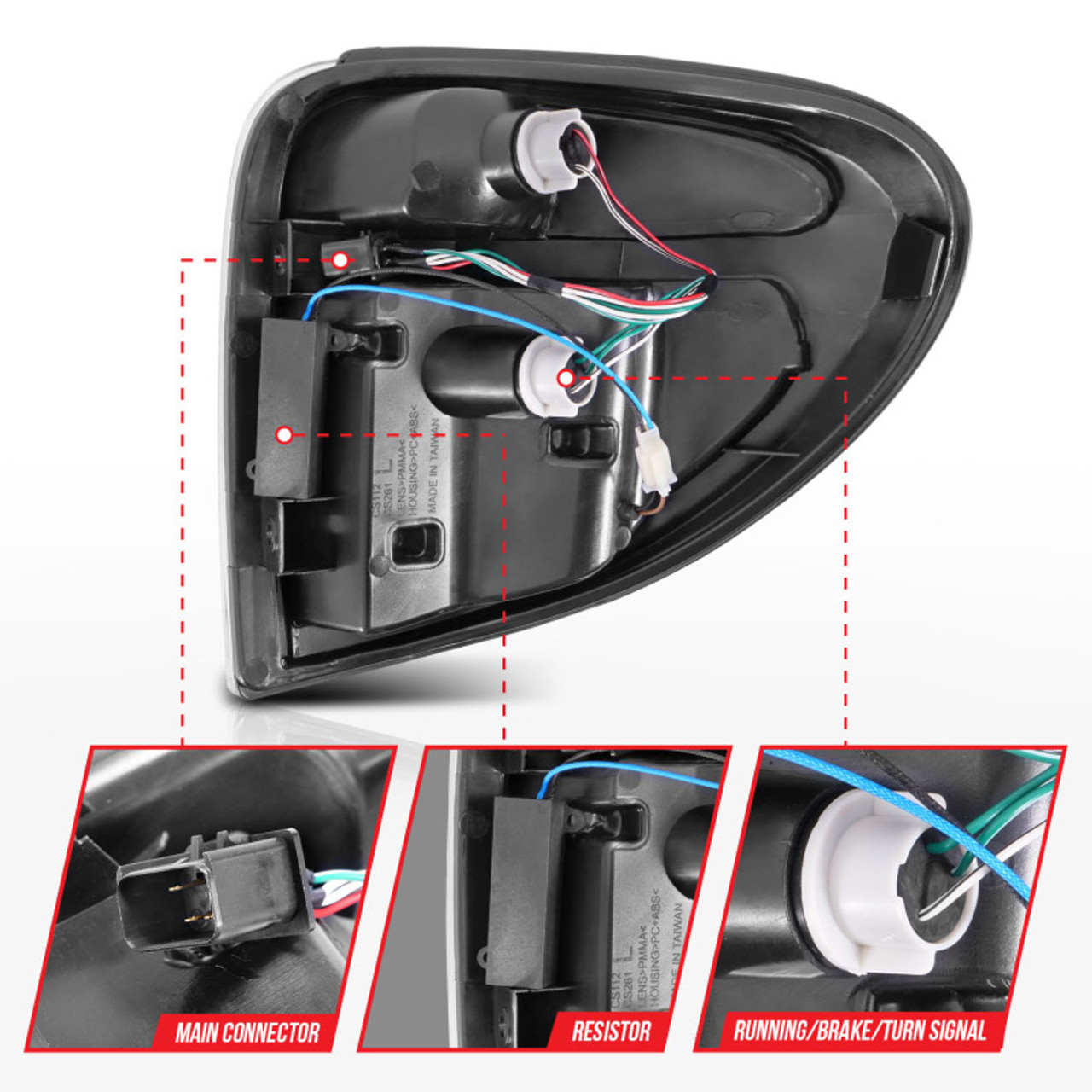 ANZO 2004-2007 Dodge Grand Caravan LED Tail Lights w/ Light Bar Chrome Housing Clear Lens - 311367