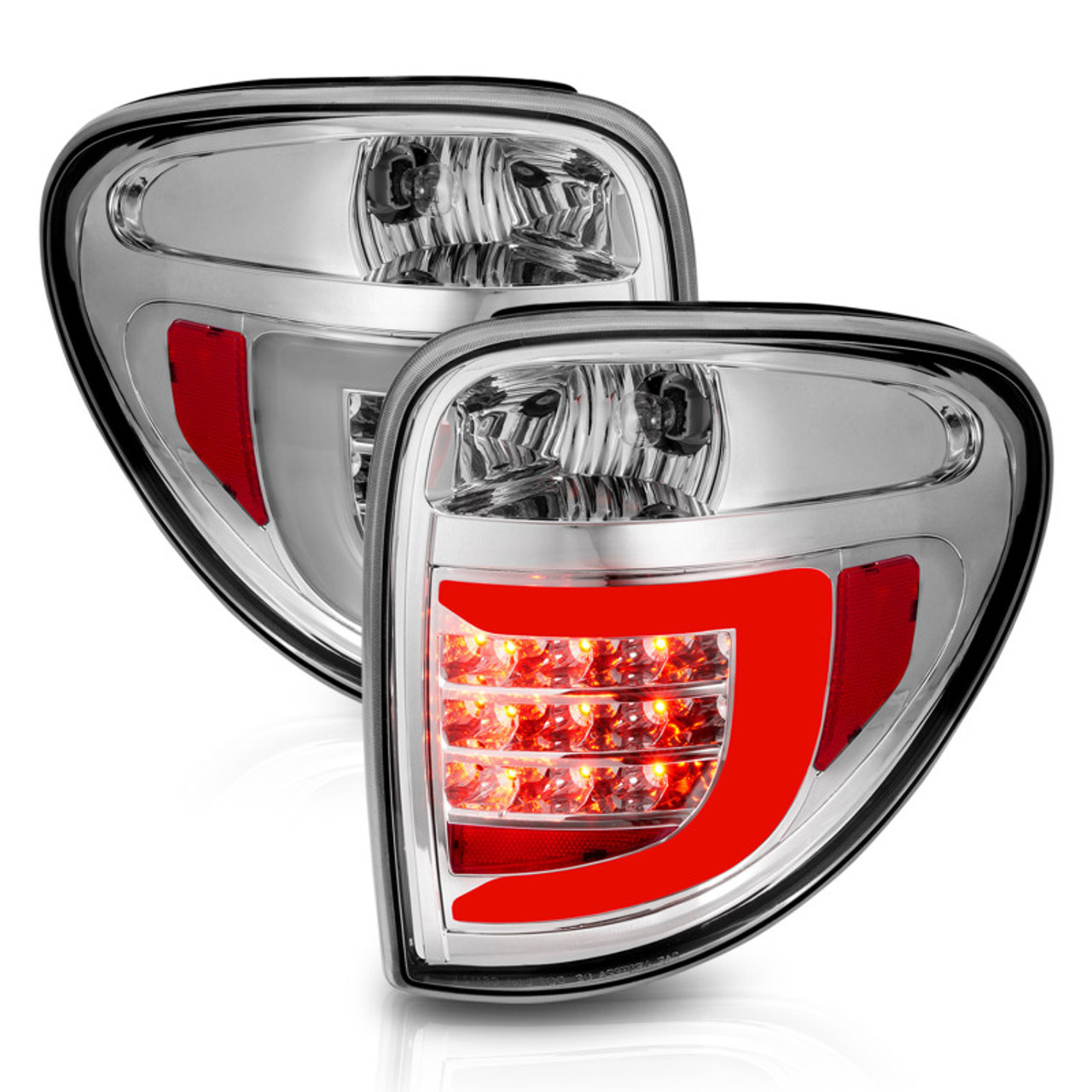 ANZO 2004-2007 Dodge Grand Caravan LED Tail Lights w/ Light Bar Chrome Housing Clear Lens - 311367