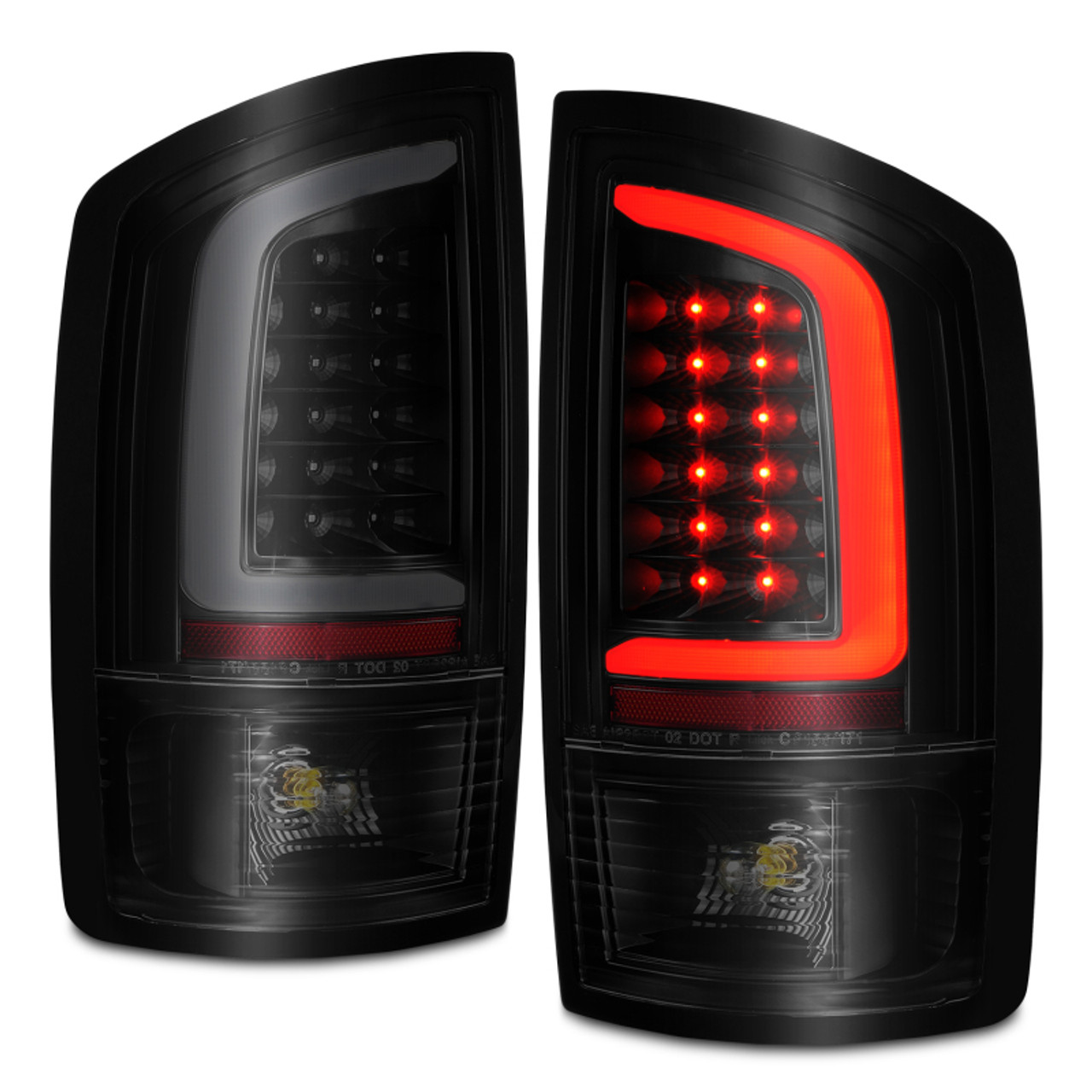 ANZO 2002-2006 Dodge  Ram 1500 LED Tail Lights w/ Light Bar Black Housing Smoke Lens - 311369