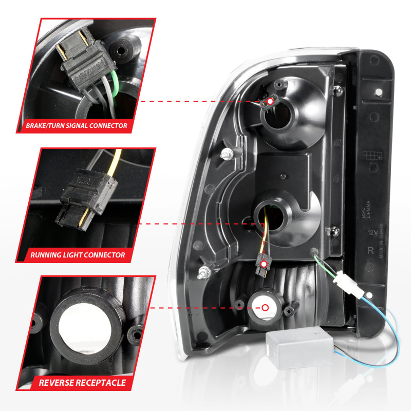 ANZO 2002-2009 Chevrolet Trailblazer LED Tail Lights w/ Light Bar Black Housing Smoke Lens - 311372